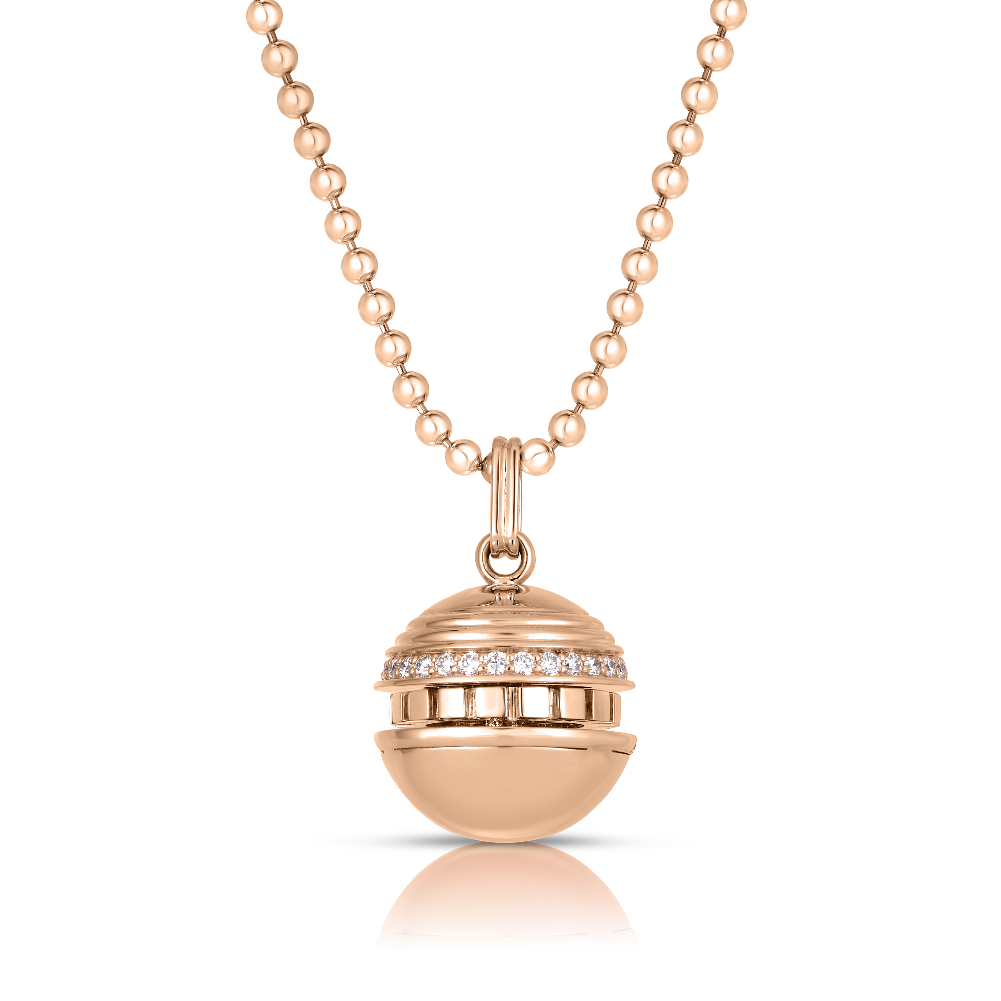 18k Rose Gold Art Deco Mosaic Small Diamond Sphere Necklace