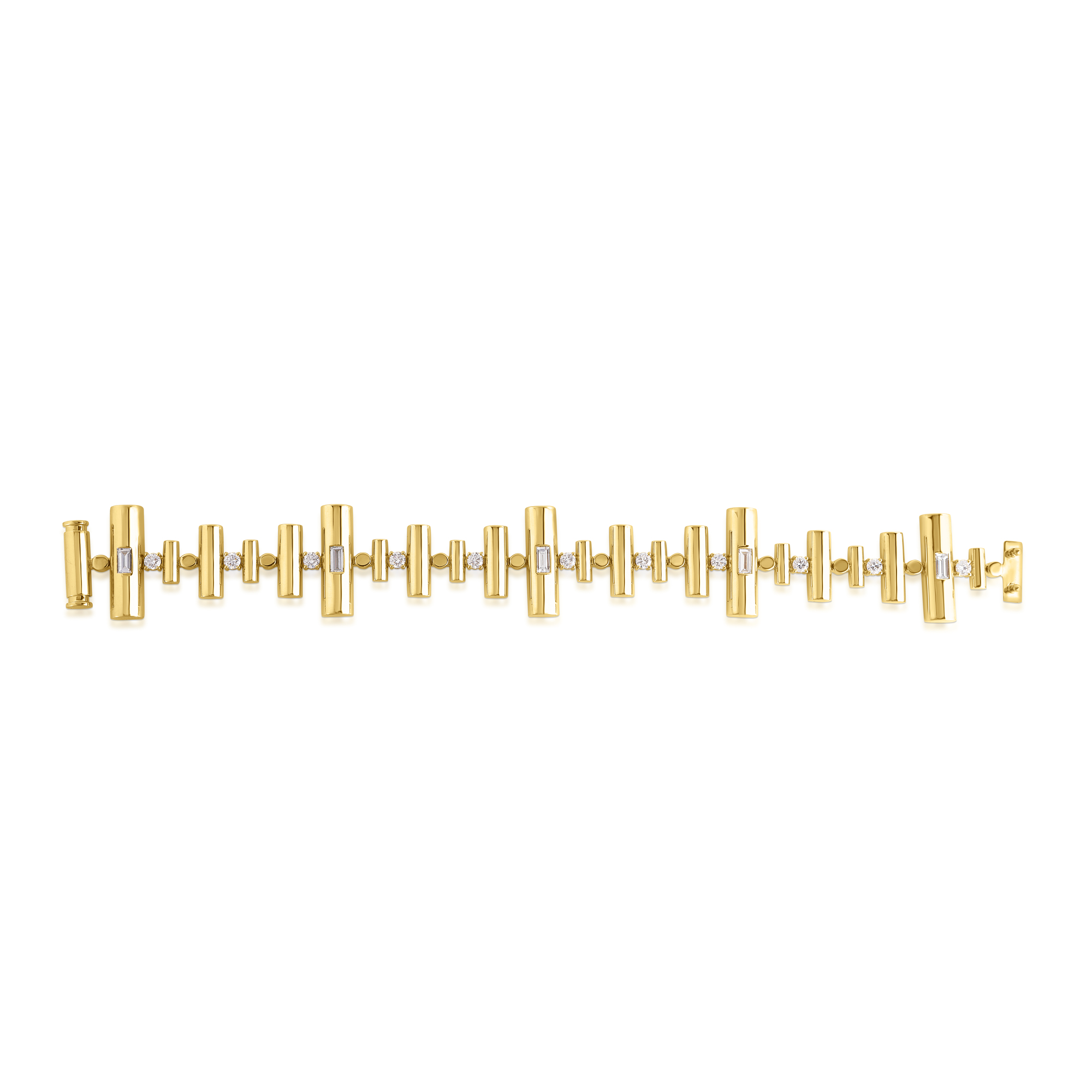 18k Yellow Gold Domino Diamond Necklace