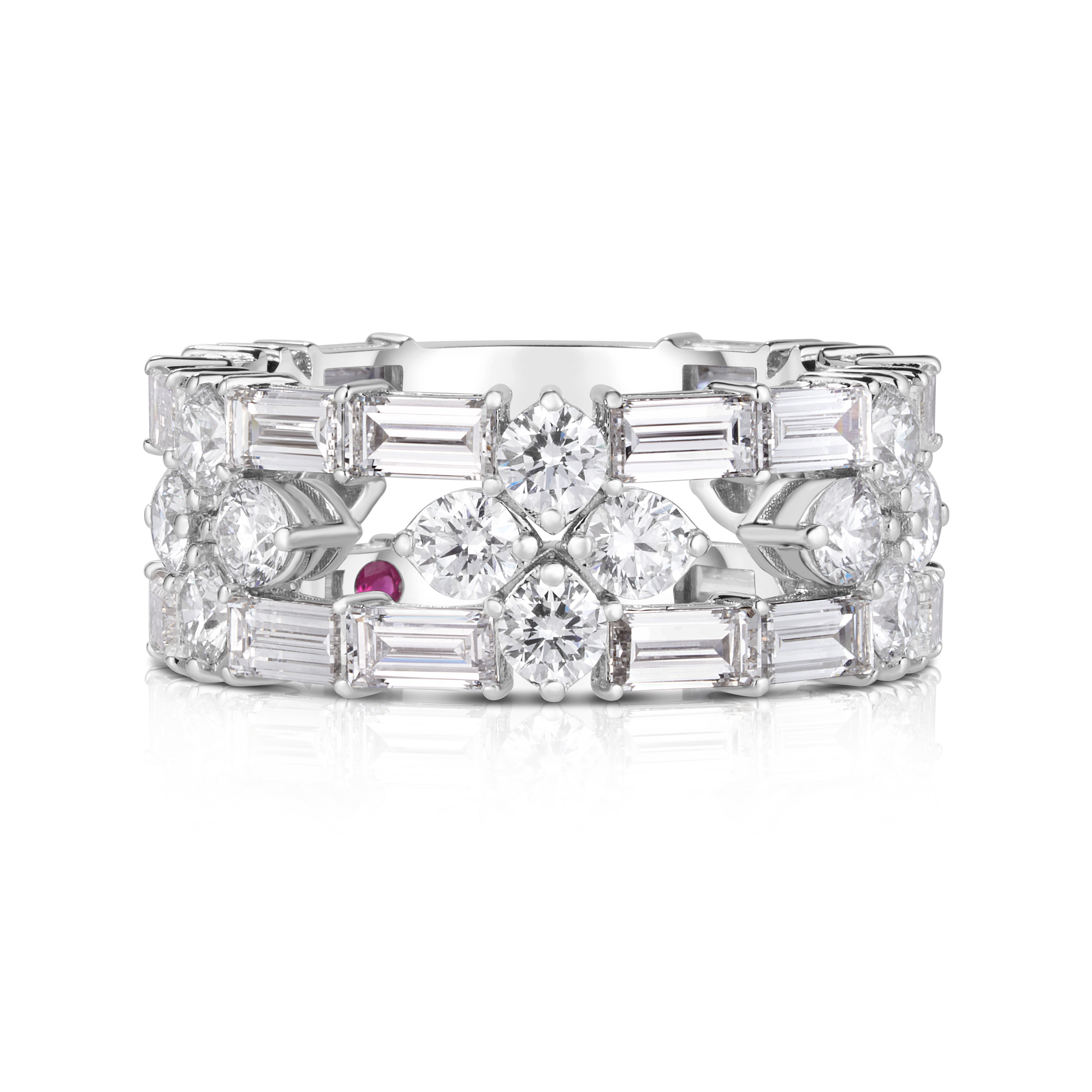18k White Gold Love In Verona Pave Diamond Open Frame Ring