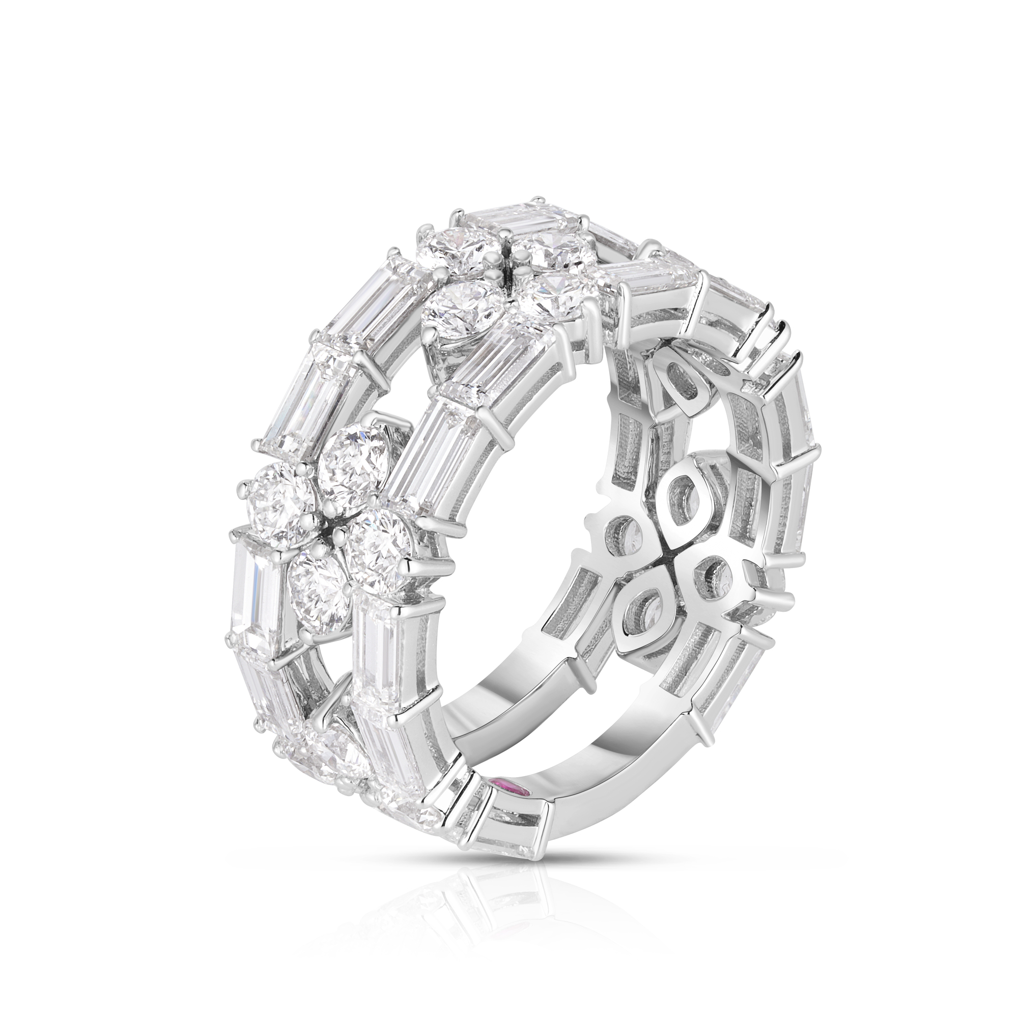 18k White Gold Love In Verona Pave Diamond Open Frame Ring