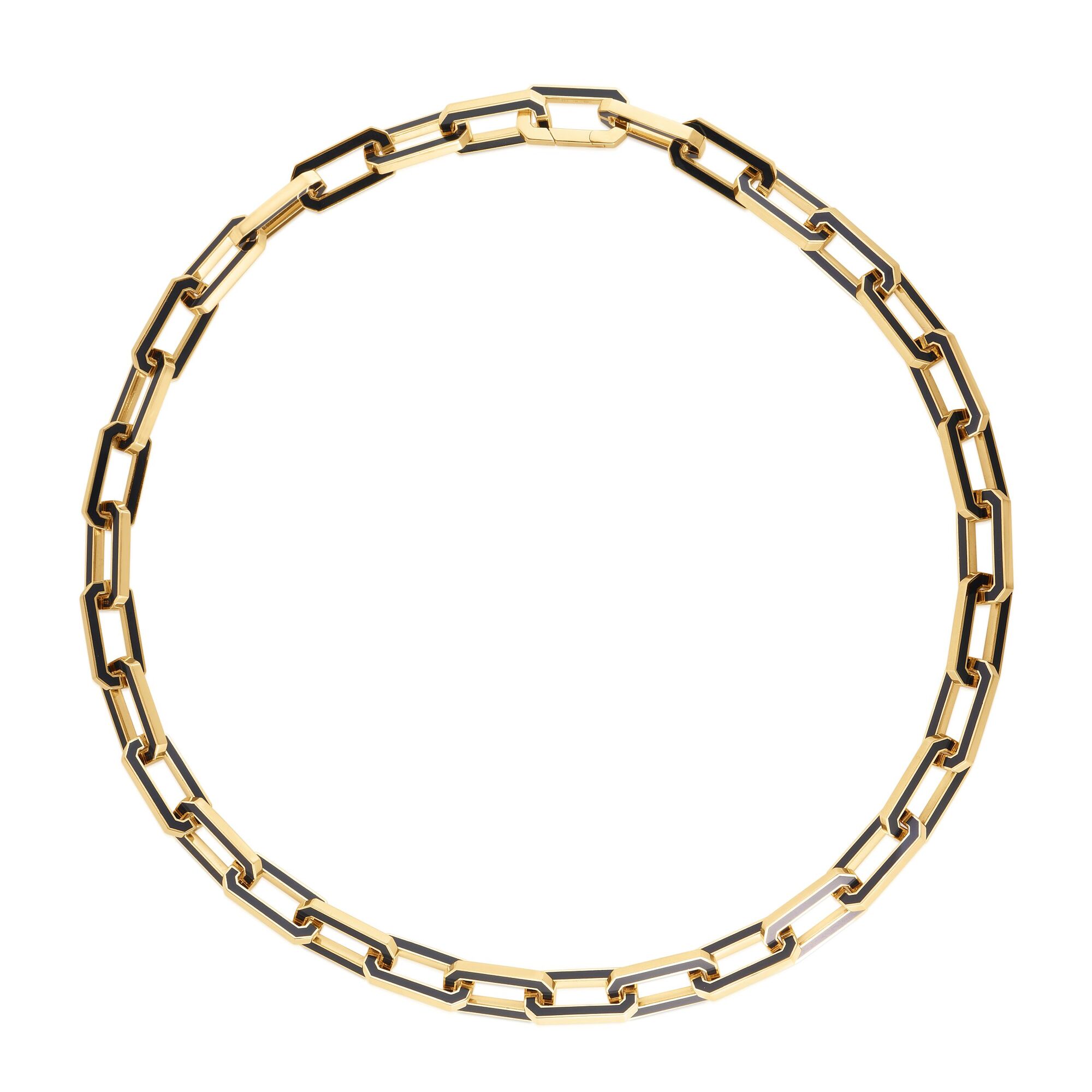 18k Yellow Designer Gold Black Ceramic Necklace