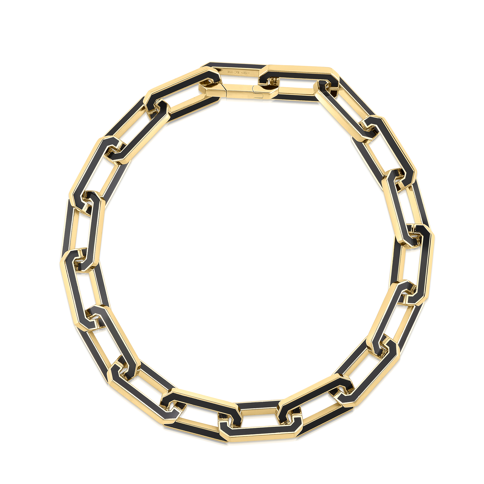 18k Yellow Designer Gold Black Ceramic Long Bracelet