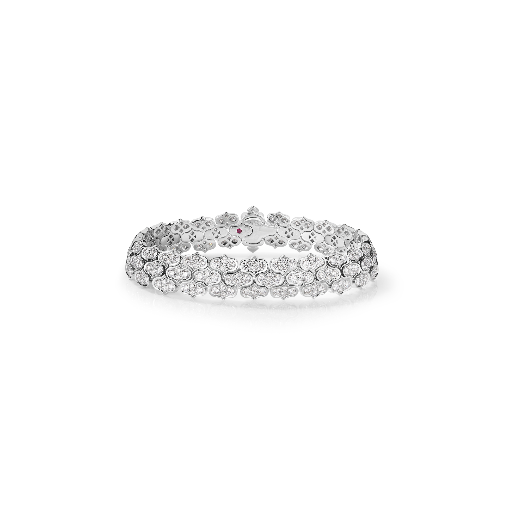 18k White Gold Cobra Pave Diamond Bracelet