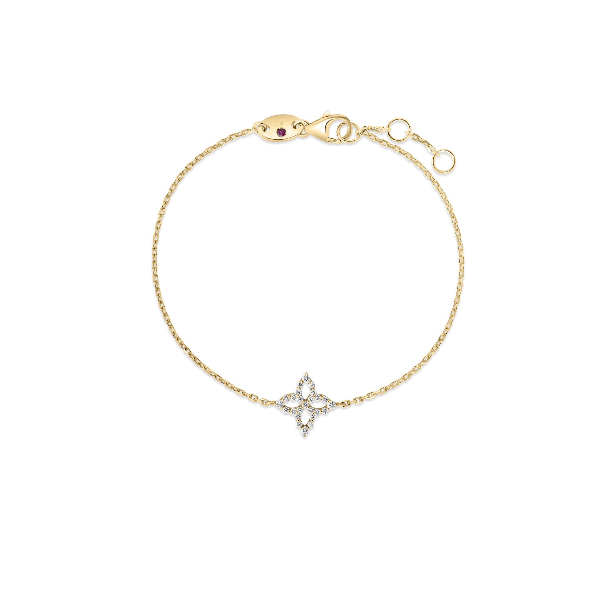 18k Yellow Gold Diamond Princess Outline Flower Bracelet