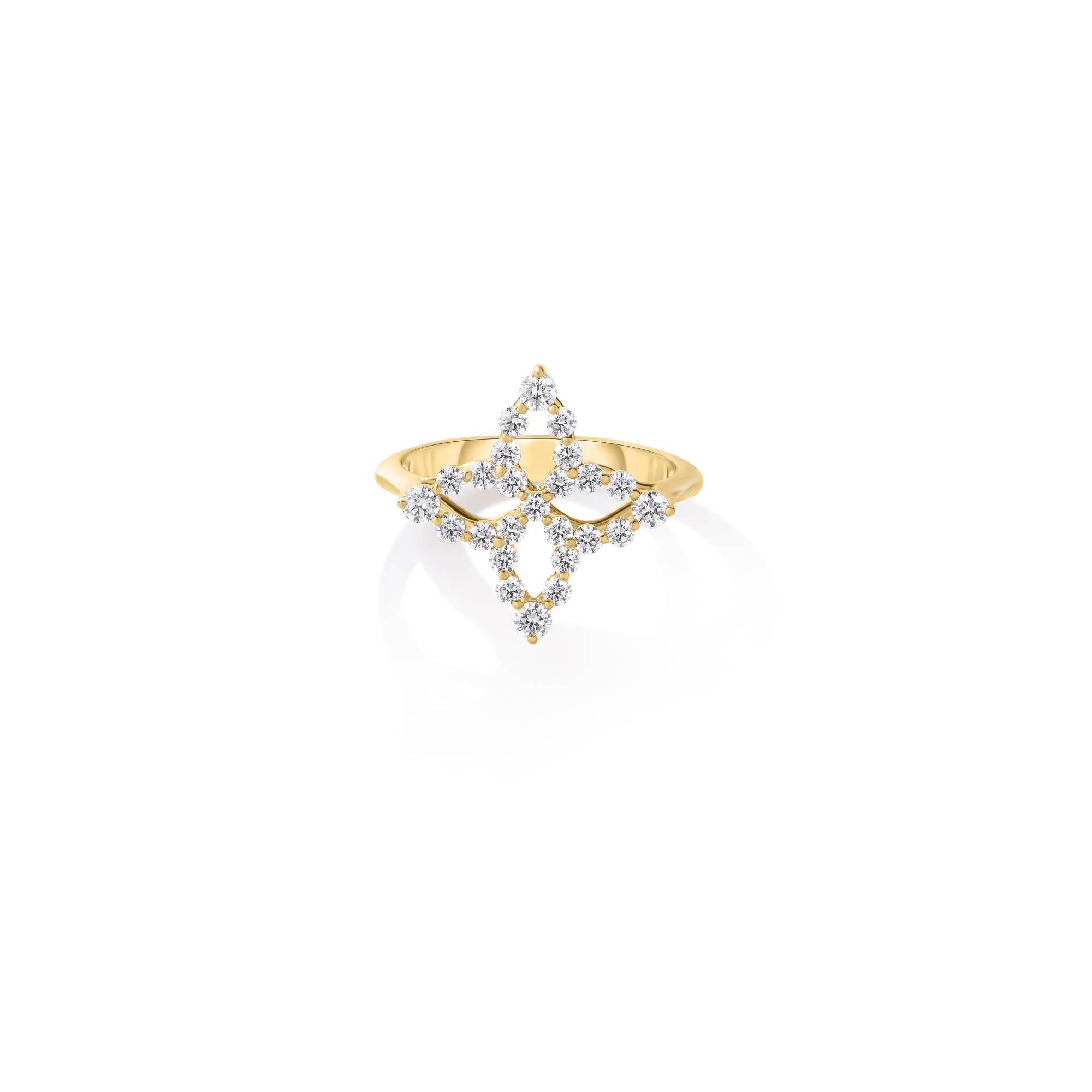 18k Yellow Gold Diamond Princess Outline Flower Ring