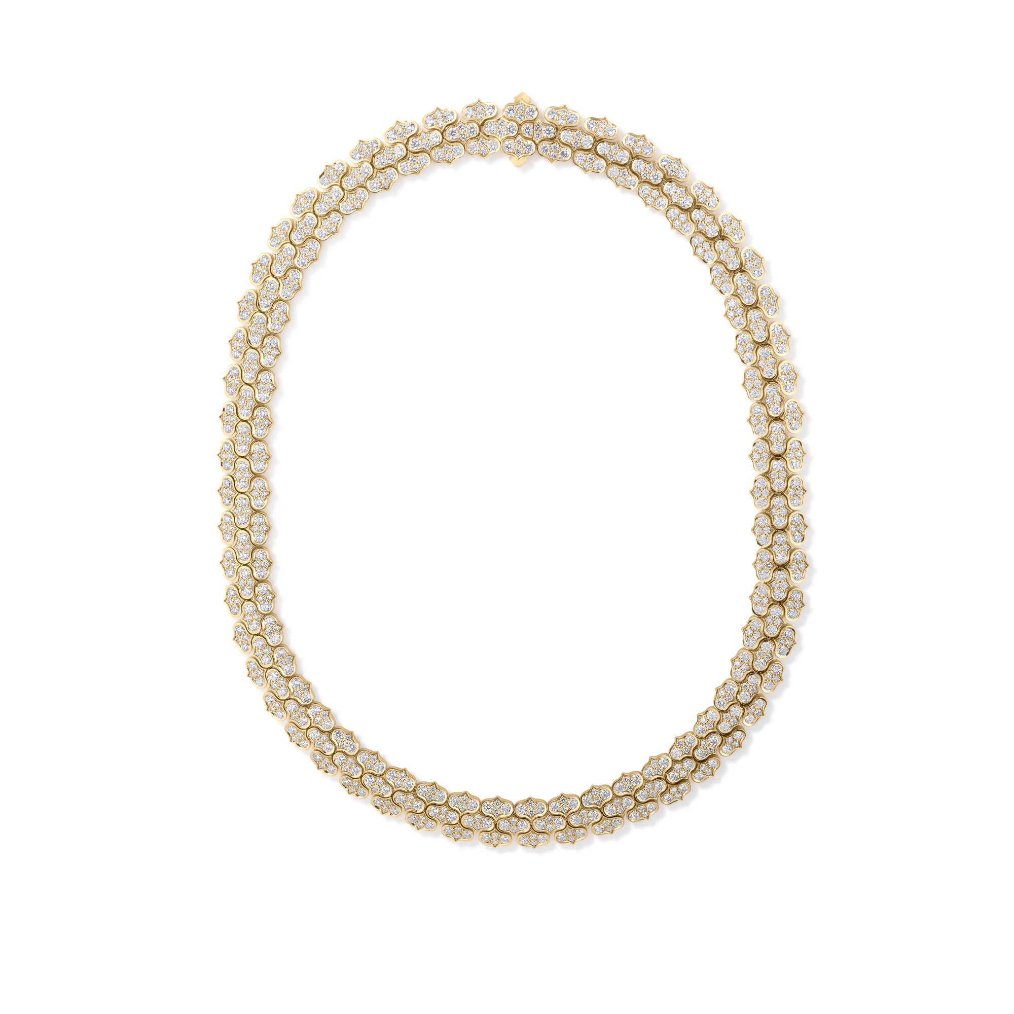 18k Yellow Gold Cobra Pave Diamond Collar Necklace