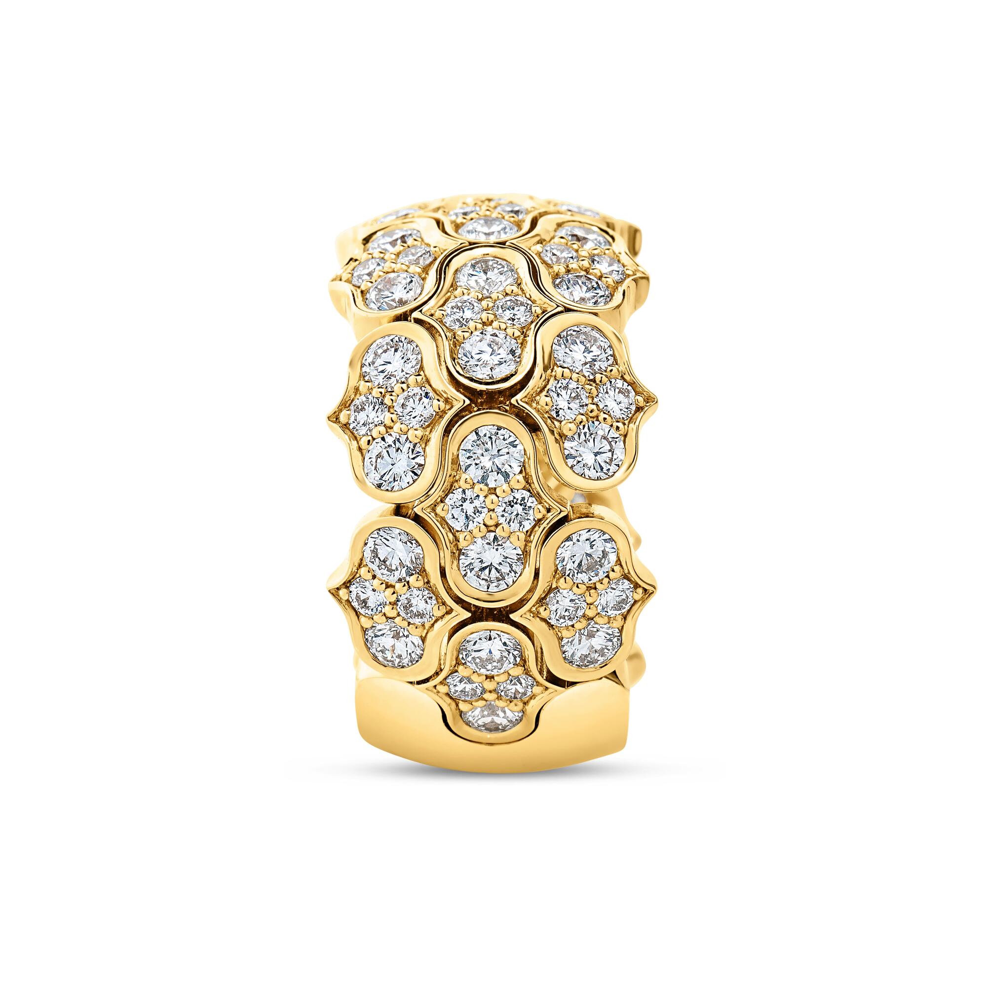18k Yellow Gold Cobra Wide Pave Diamond Ring