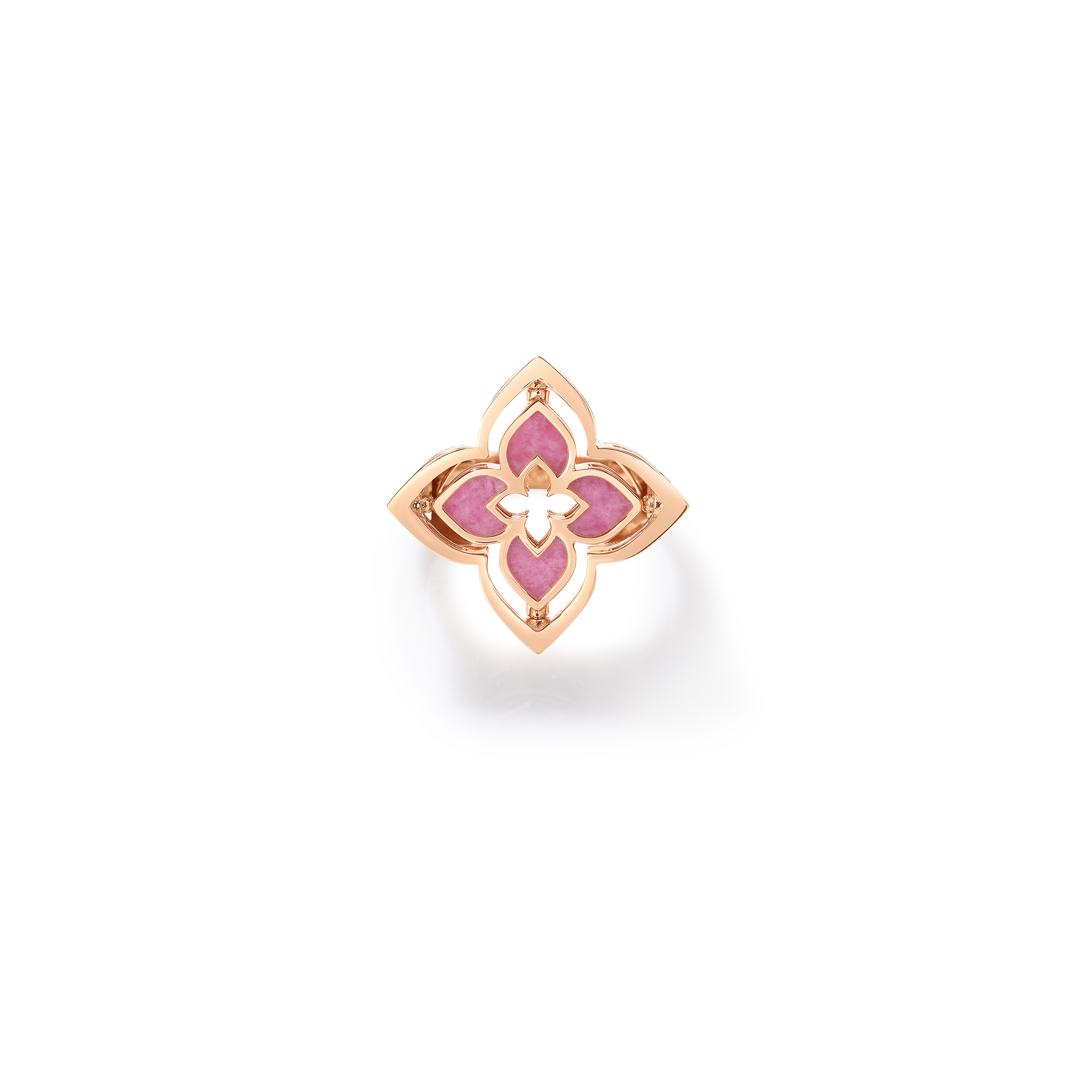 18k Rose Gold Venetian Princess Pirouette Small Pave Diamond & Rhodoite Flower Necklace