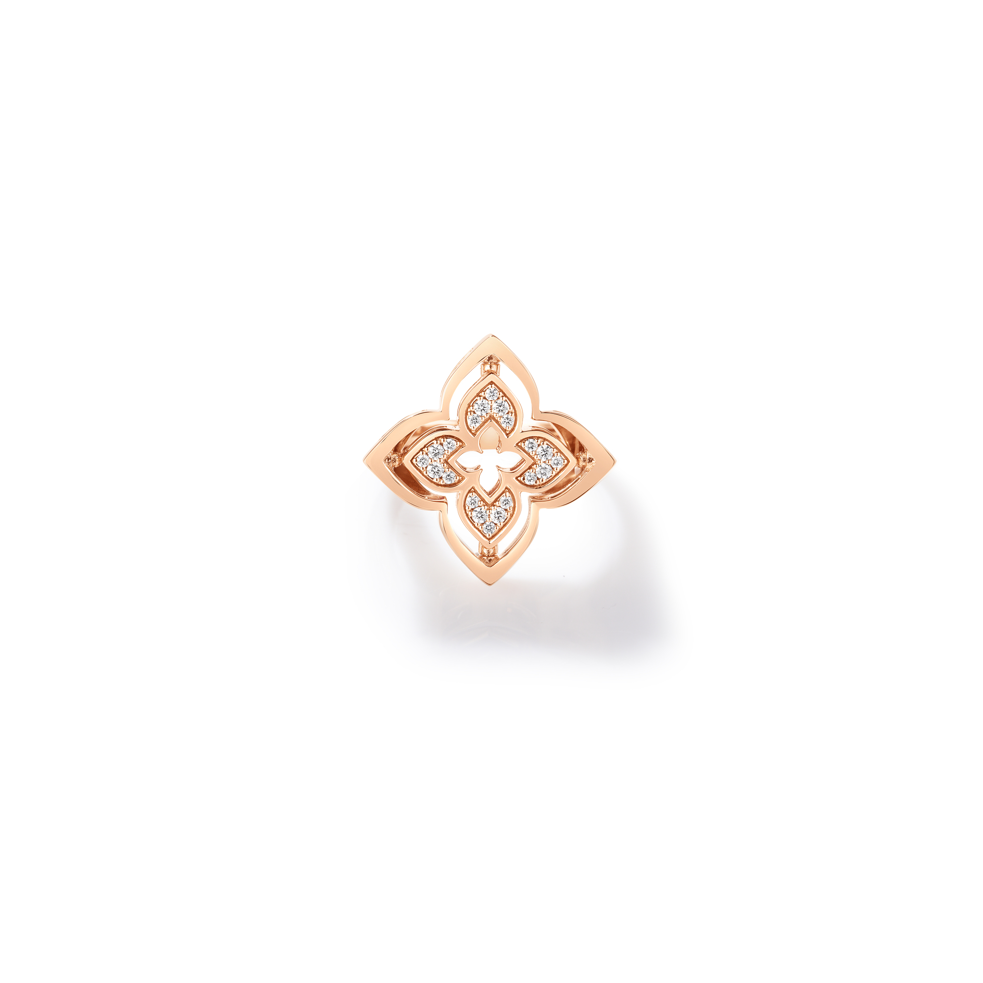 18k Rose Gold Venetian Princess Pirouette Small Pave Diamond & Rhodoite Flower Necklace