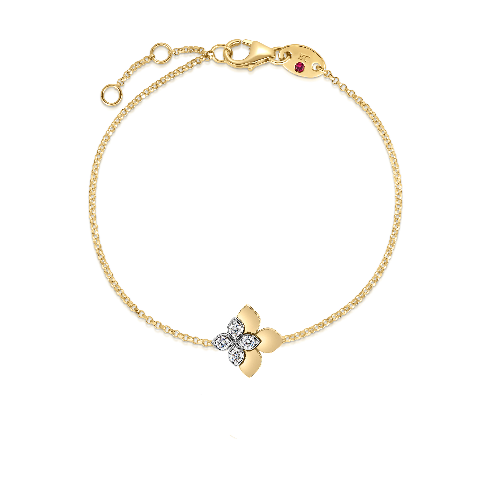 18k Yellow/white Gold Love In Verona East To West Diamond Flower Bracelet