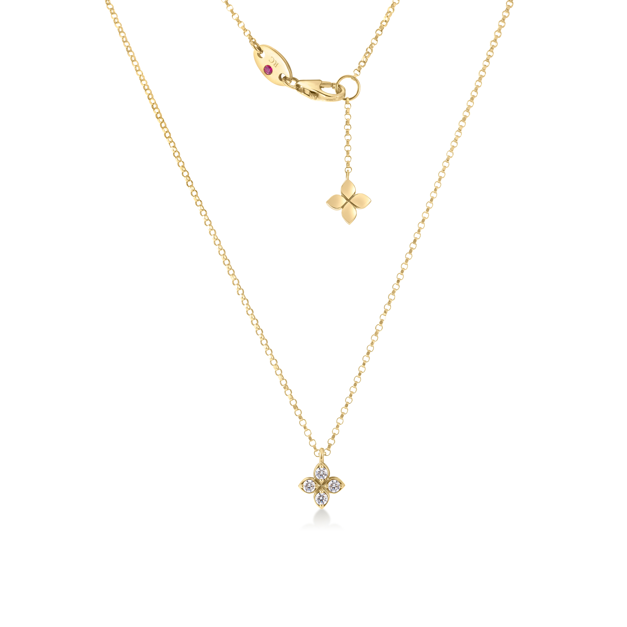 18k Yellow Gold Love By The Inch Diamond Flower Necklace