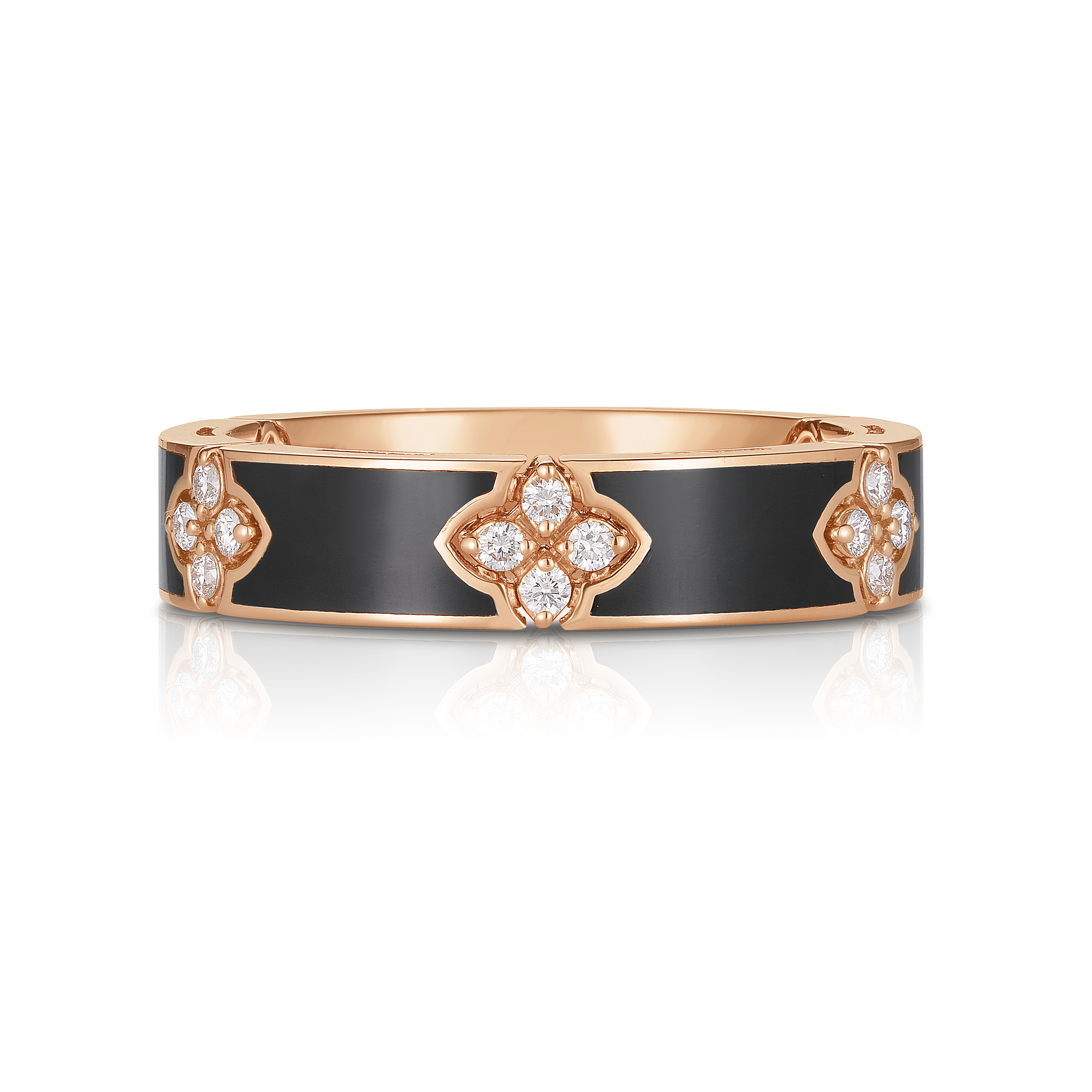 18k Rose Gold Love In Verona Diamond & Black Enamel Ring