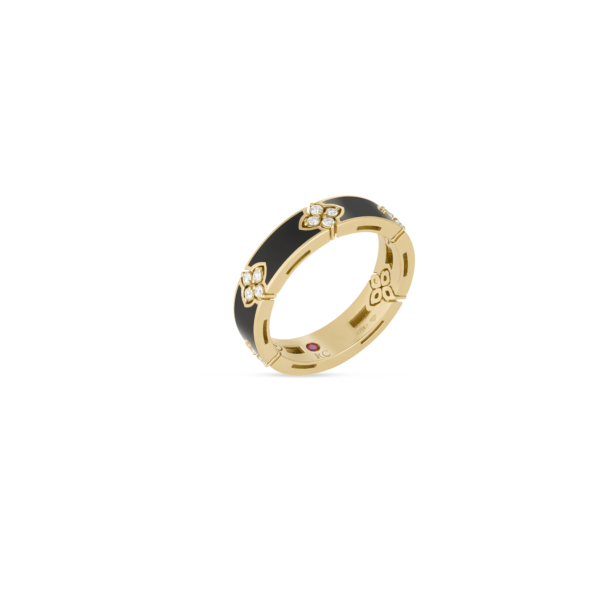 18k Y Dia Black Enamel Love In Verona Rg