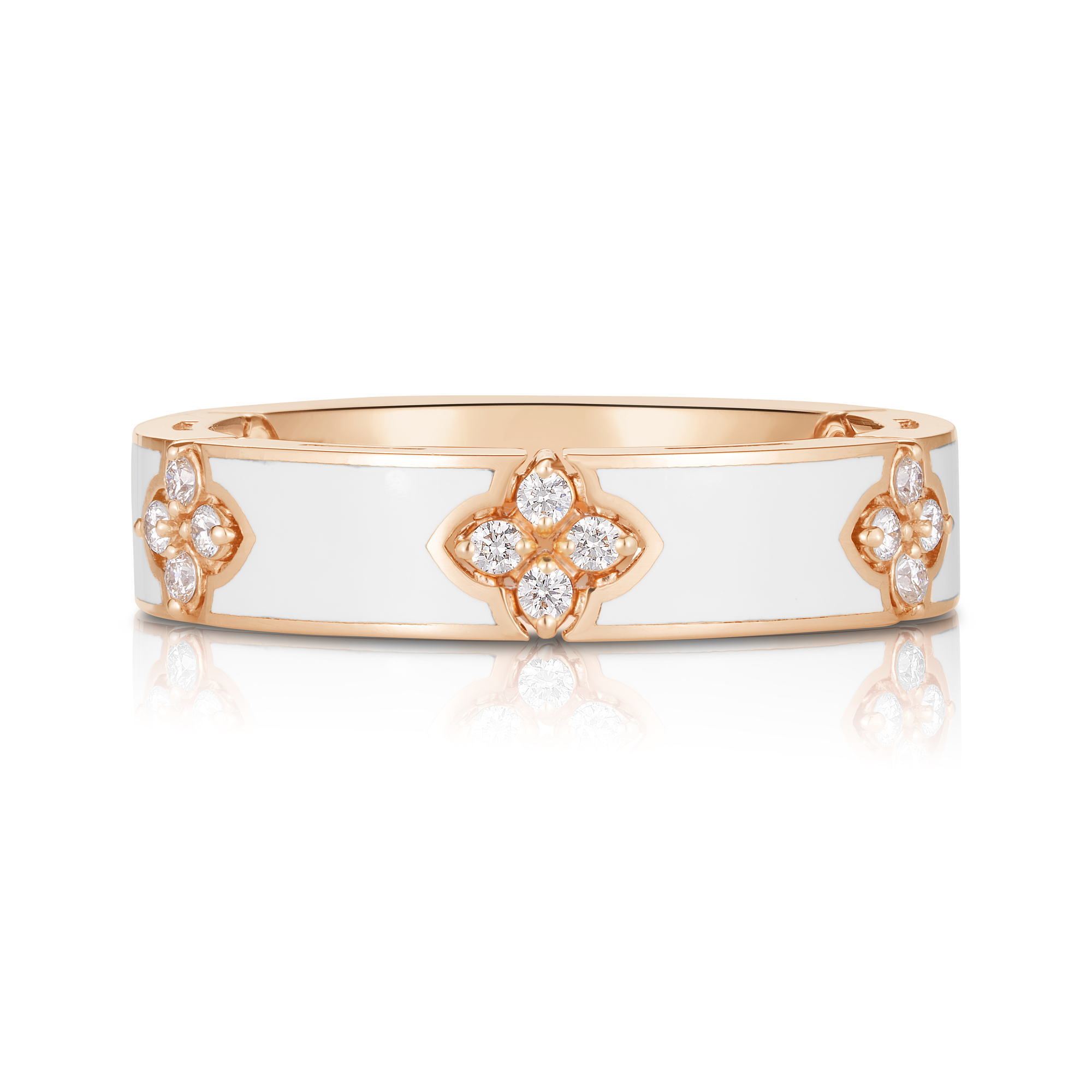 18k Rose Gold Love In Verona Diamond & White Enamel Ring