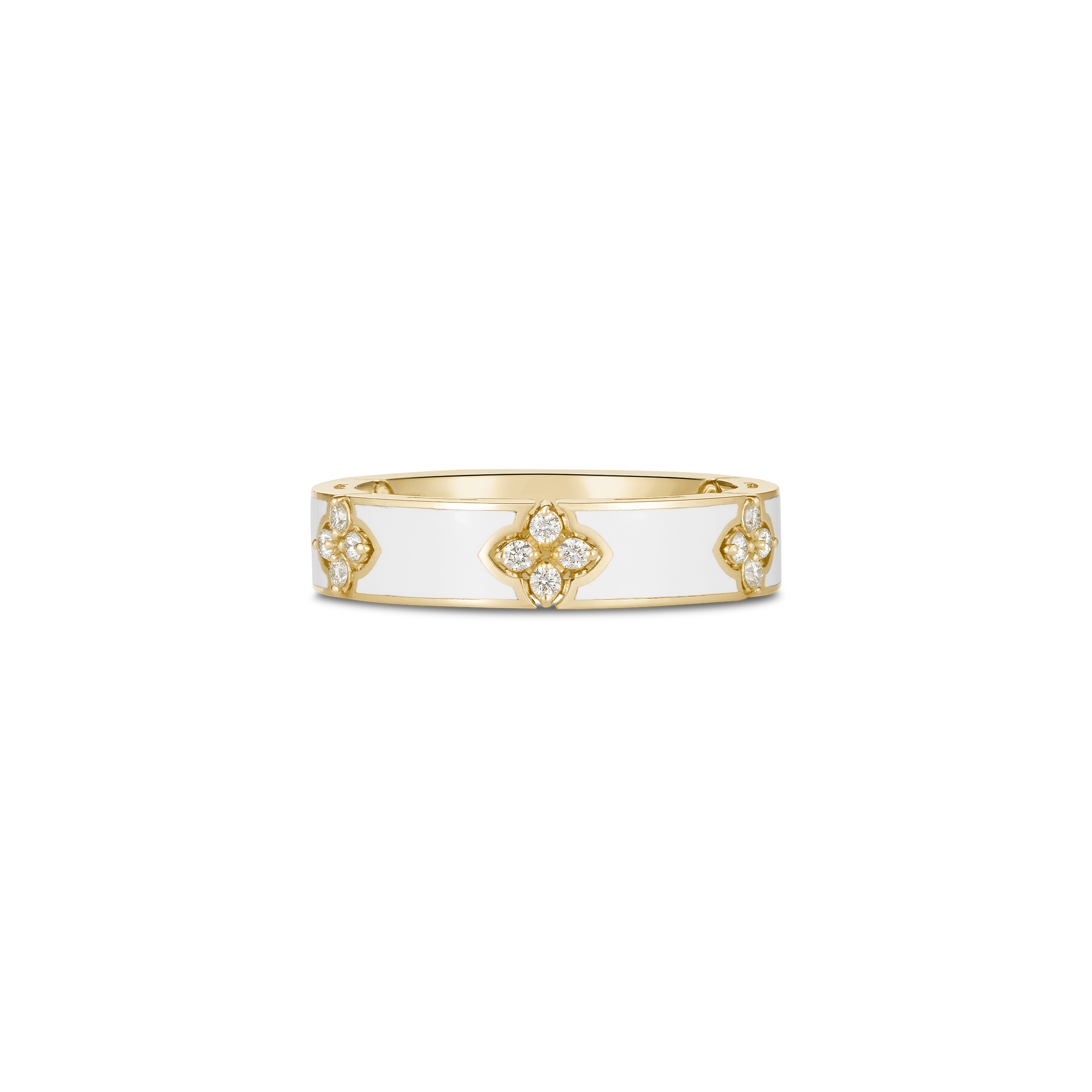 18k Yellow Gold Love In Verona Diamond & White Enamel Ring