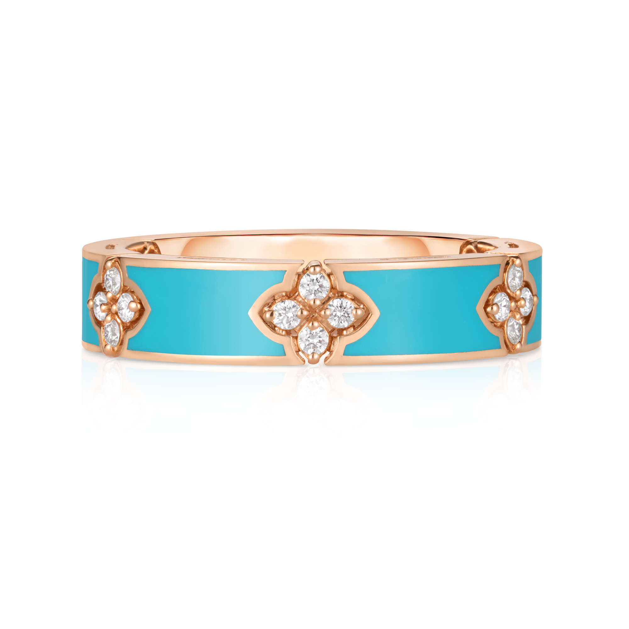 18k Rose Gold Love In Verona Diamond & Cyan Enamel Ring