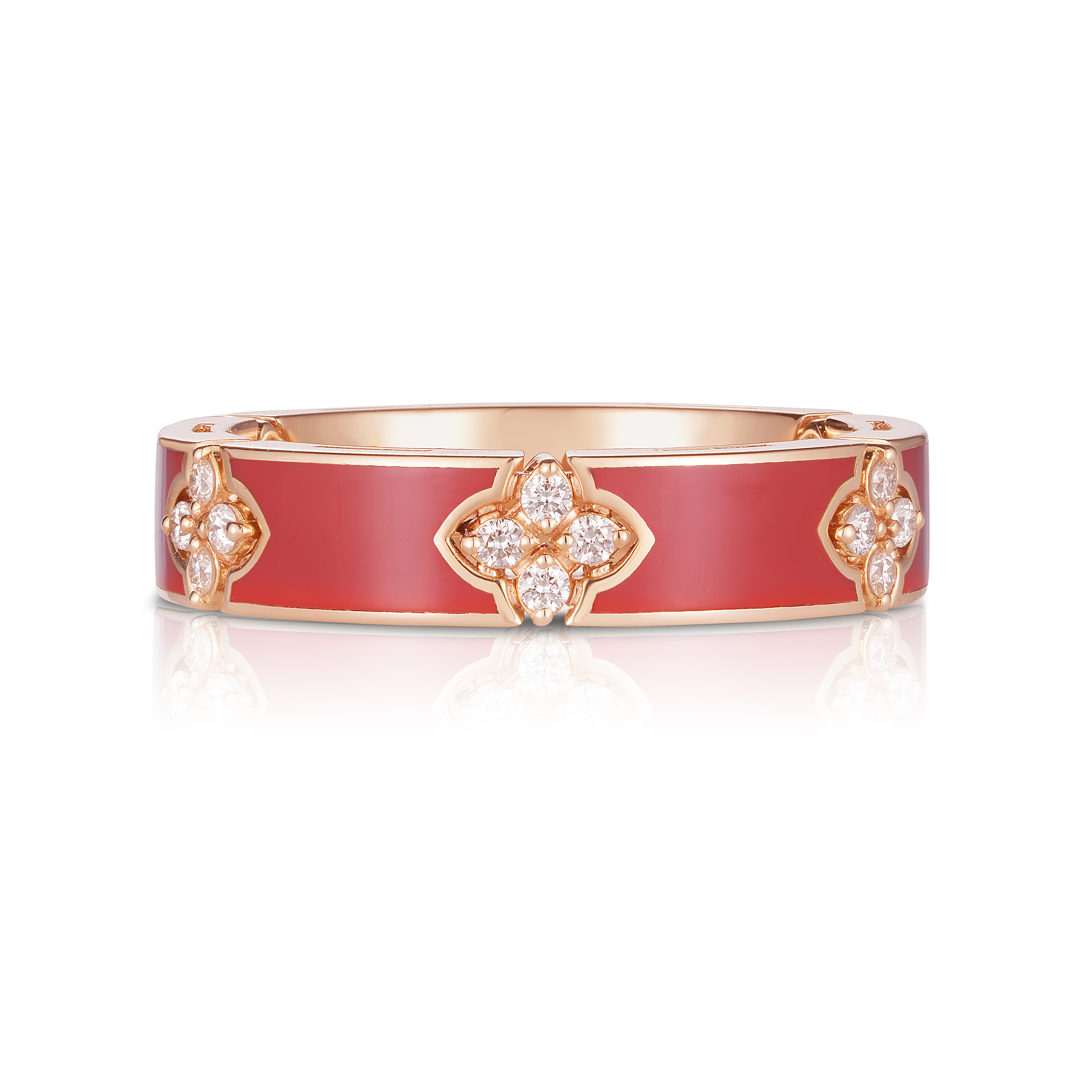 18k Rose Gold Love In Verona Diamond & Coral Enamel Ring