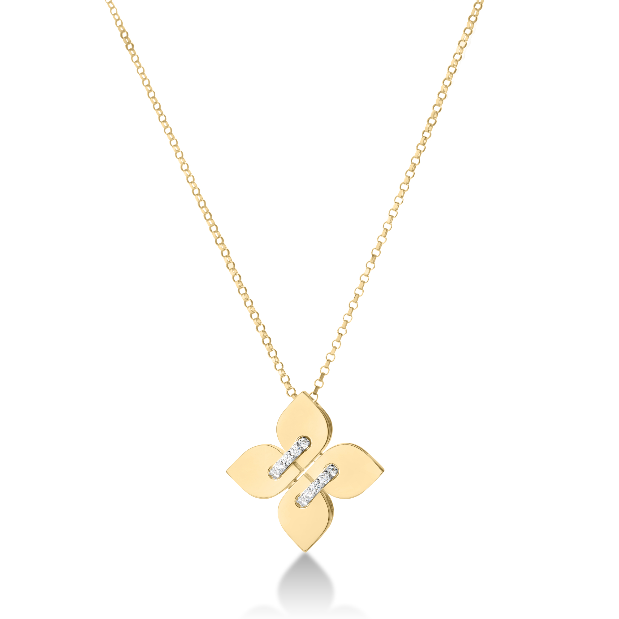 18k Yellow/white Gold Love In Verona Filo Medium Diamond Flower Necklace