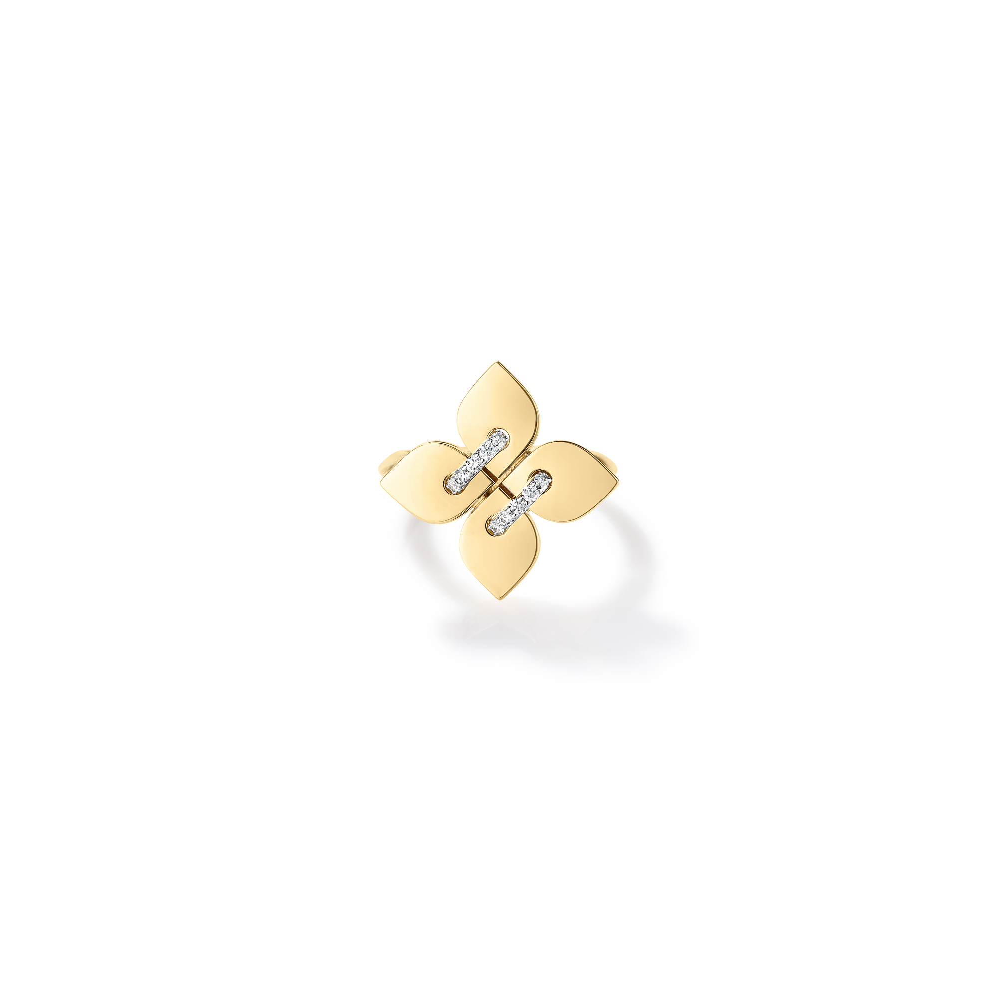 18k Yellow/white Gold Love In Verona Filo Medium Diamond Flower Ring