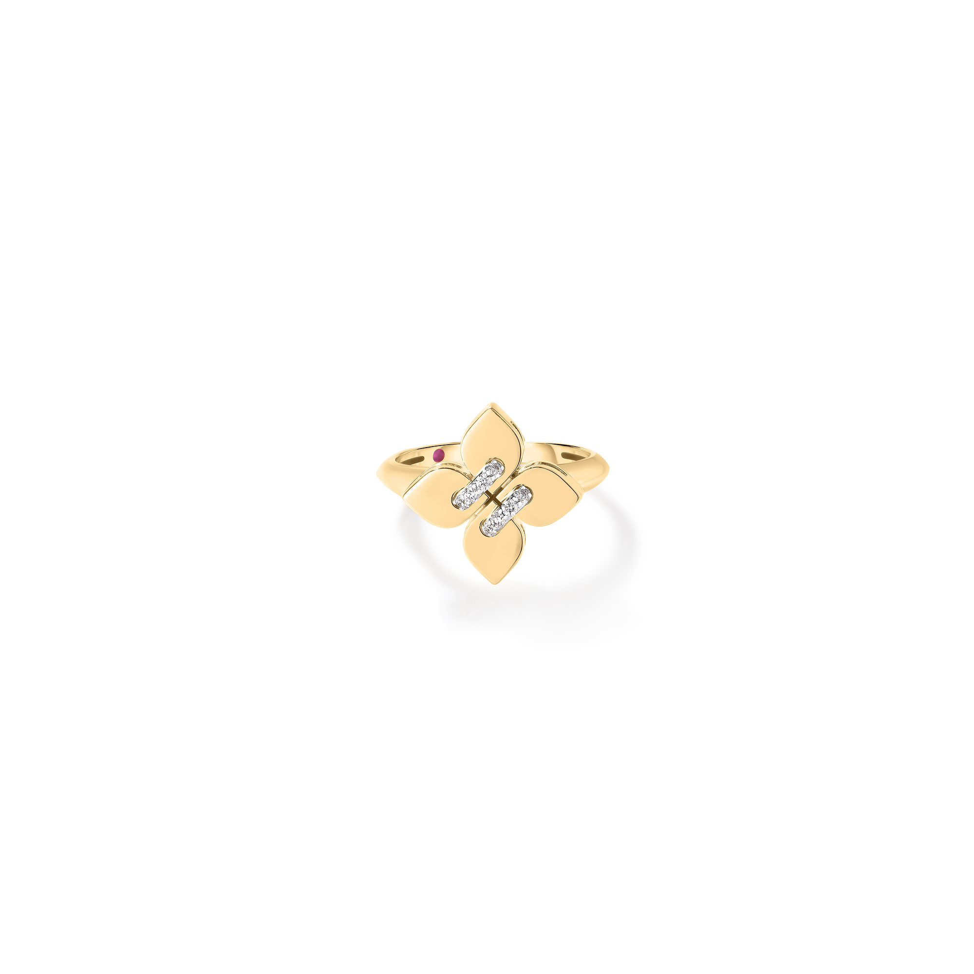 18k Yellow/white Gold Love In Verona Filo Small Diamond Flower Ring