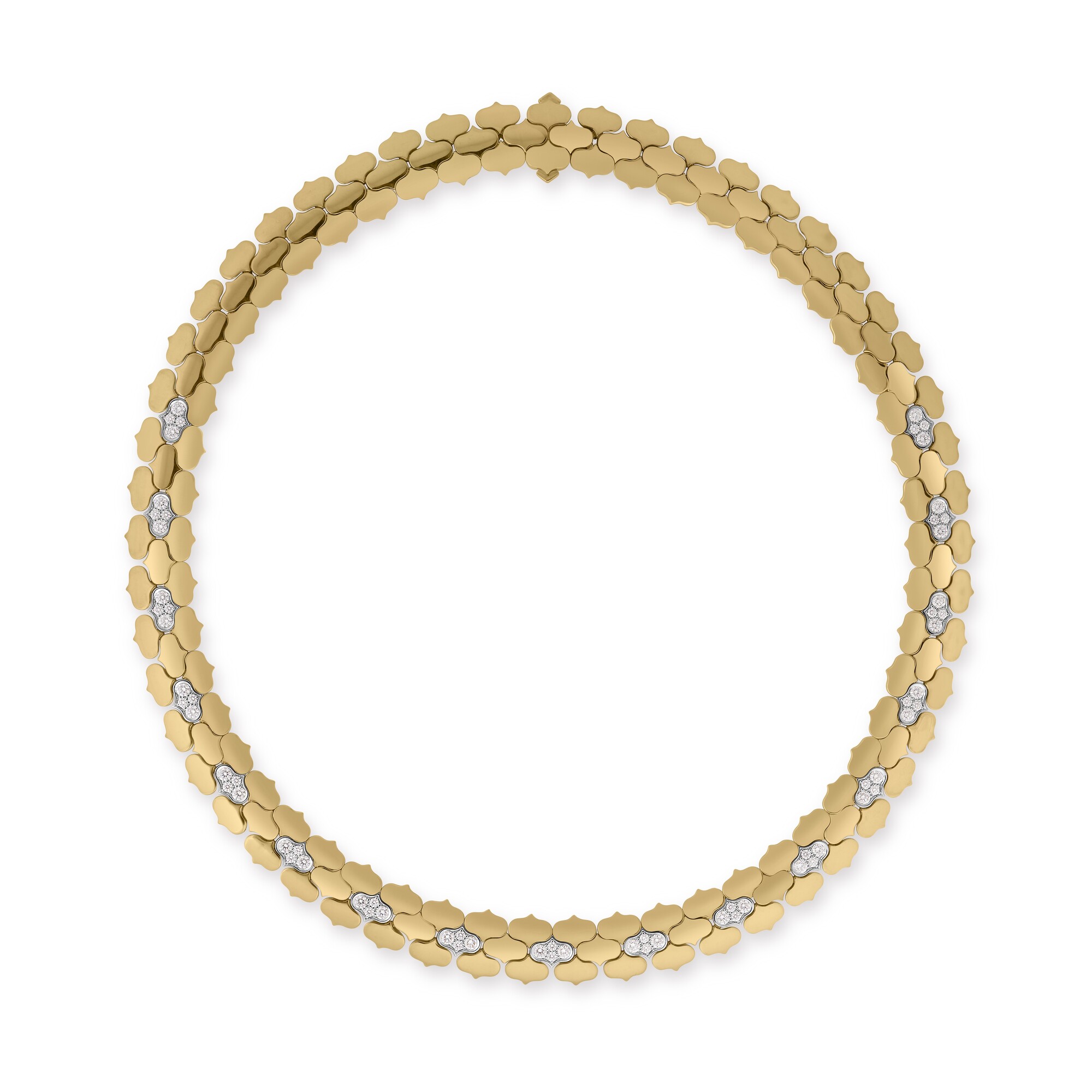 18k Yellow/white Gold Cobra Diamond Collar Necklace