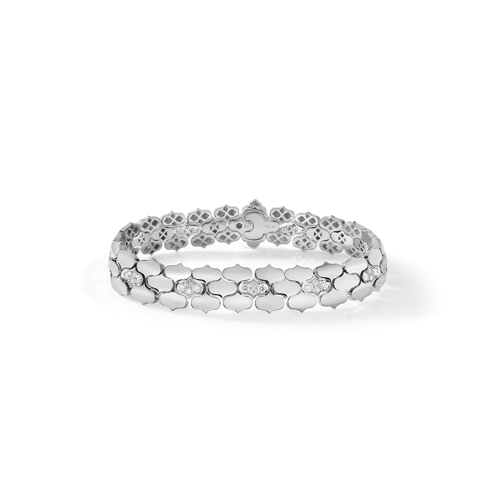 18k White Gold Cobra Diamond Bracelet