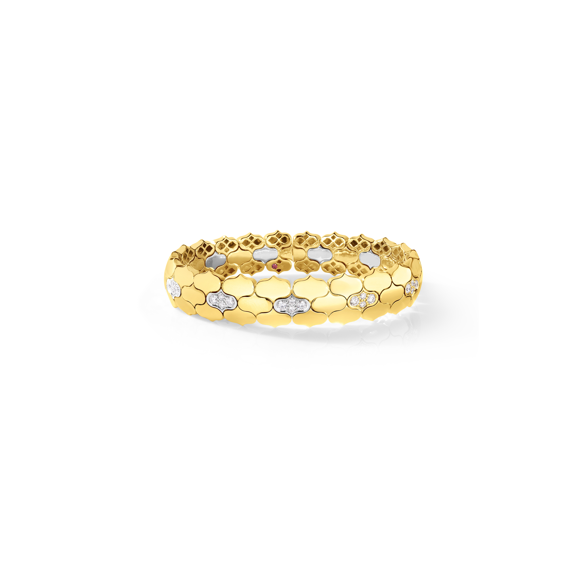 18k Yellow/white Gold Cobra Diamond Bangle