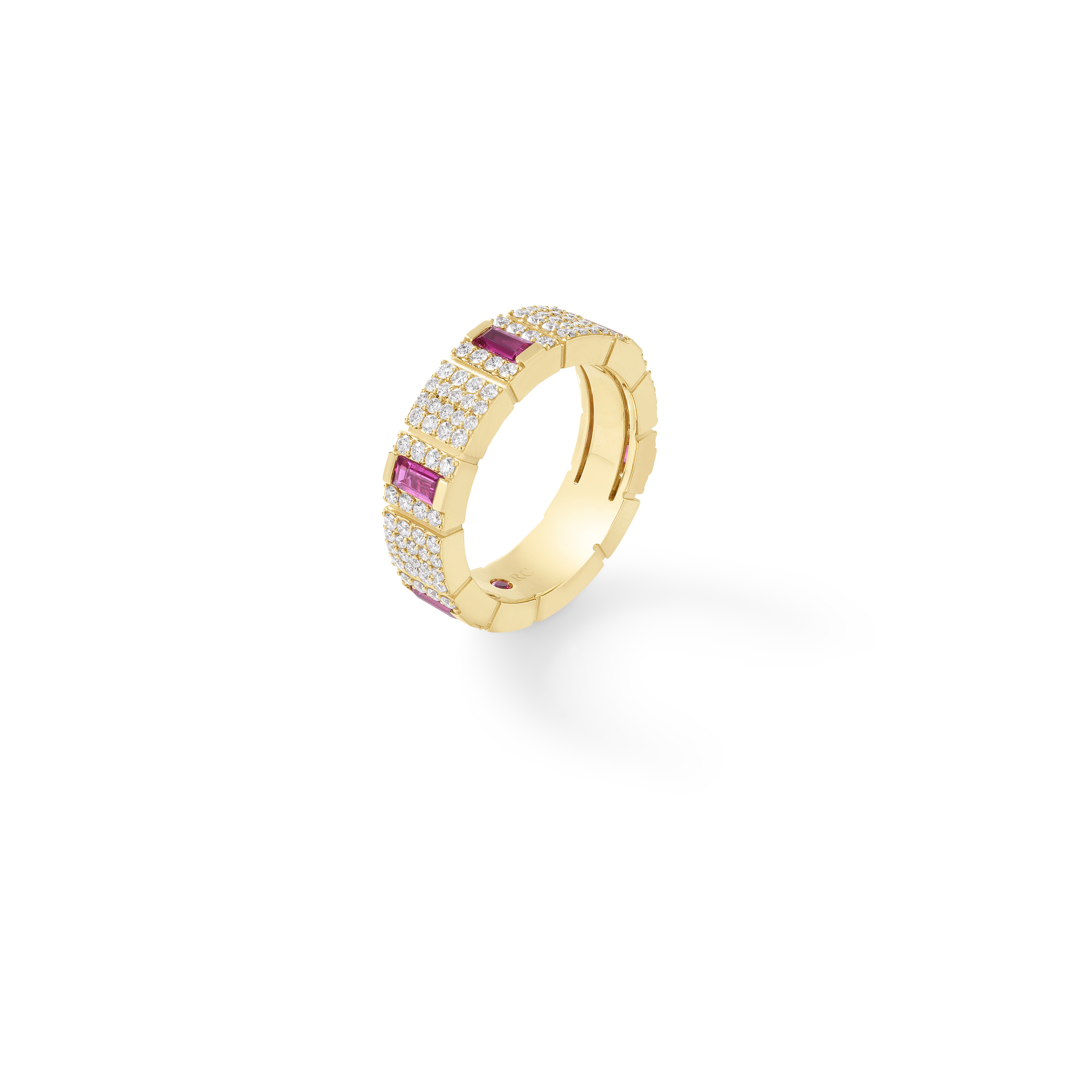 18k White Gold Obelisco Pave Diamond & Ruby Ring