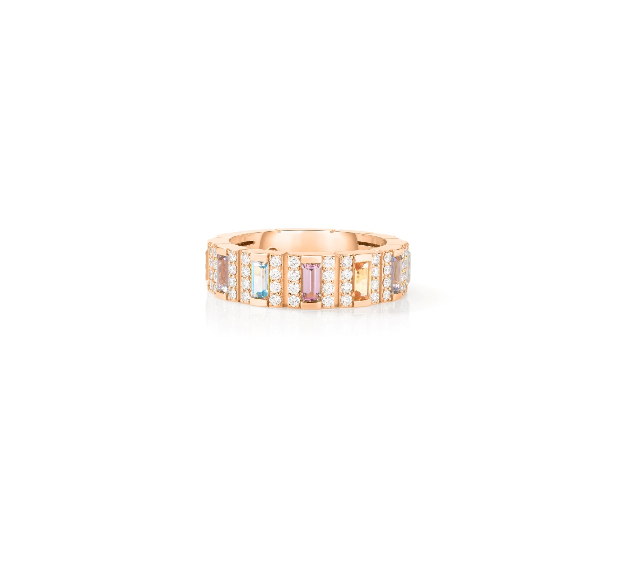 18k Yellow Gold Obelisco Pave Diamond & Mixed Stones Ring