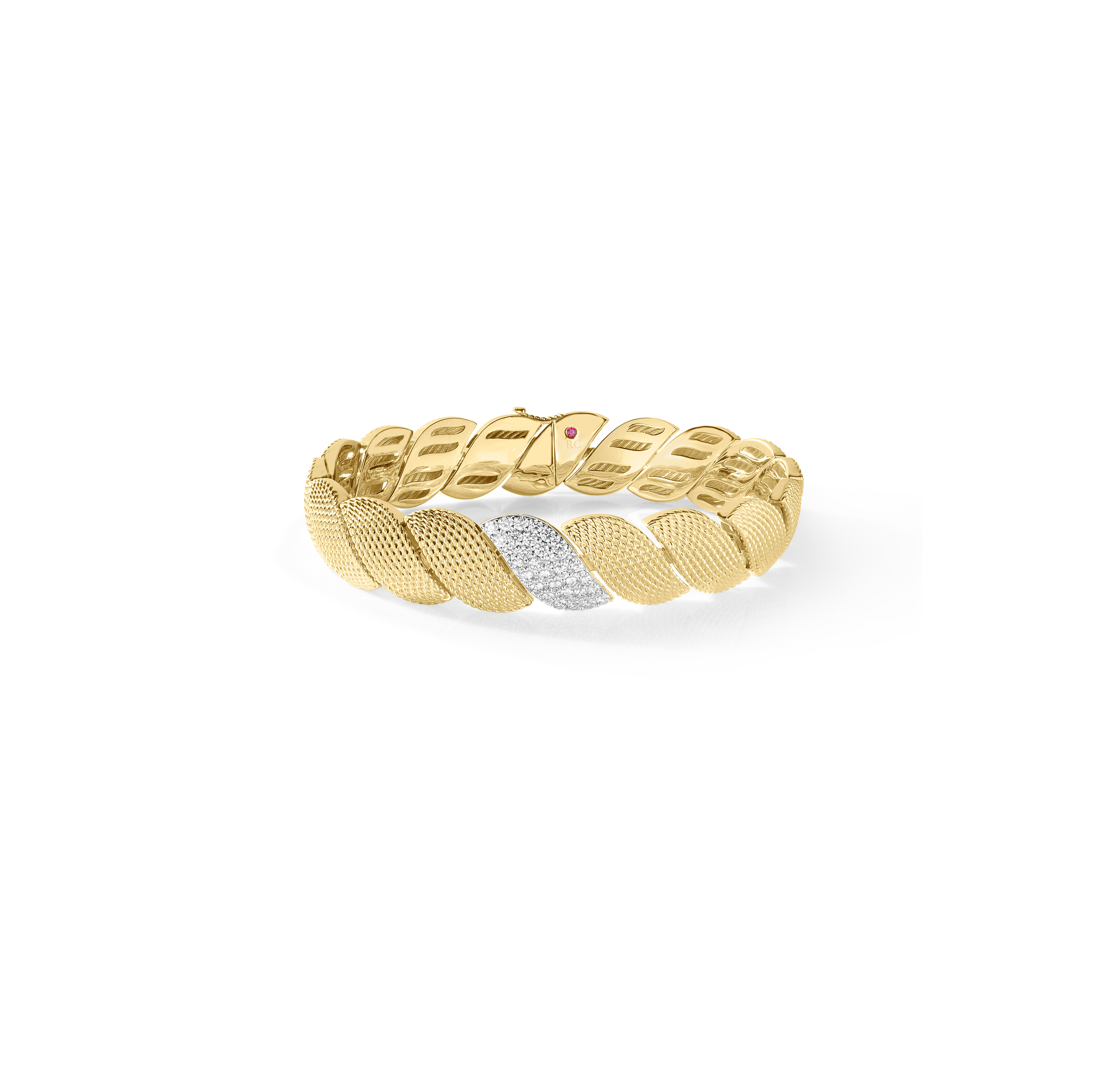 18k Yellow/white Gold San Marc0 Textured Diamond Bracelet