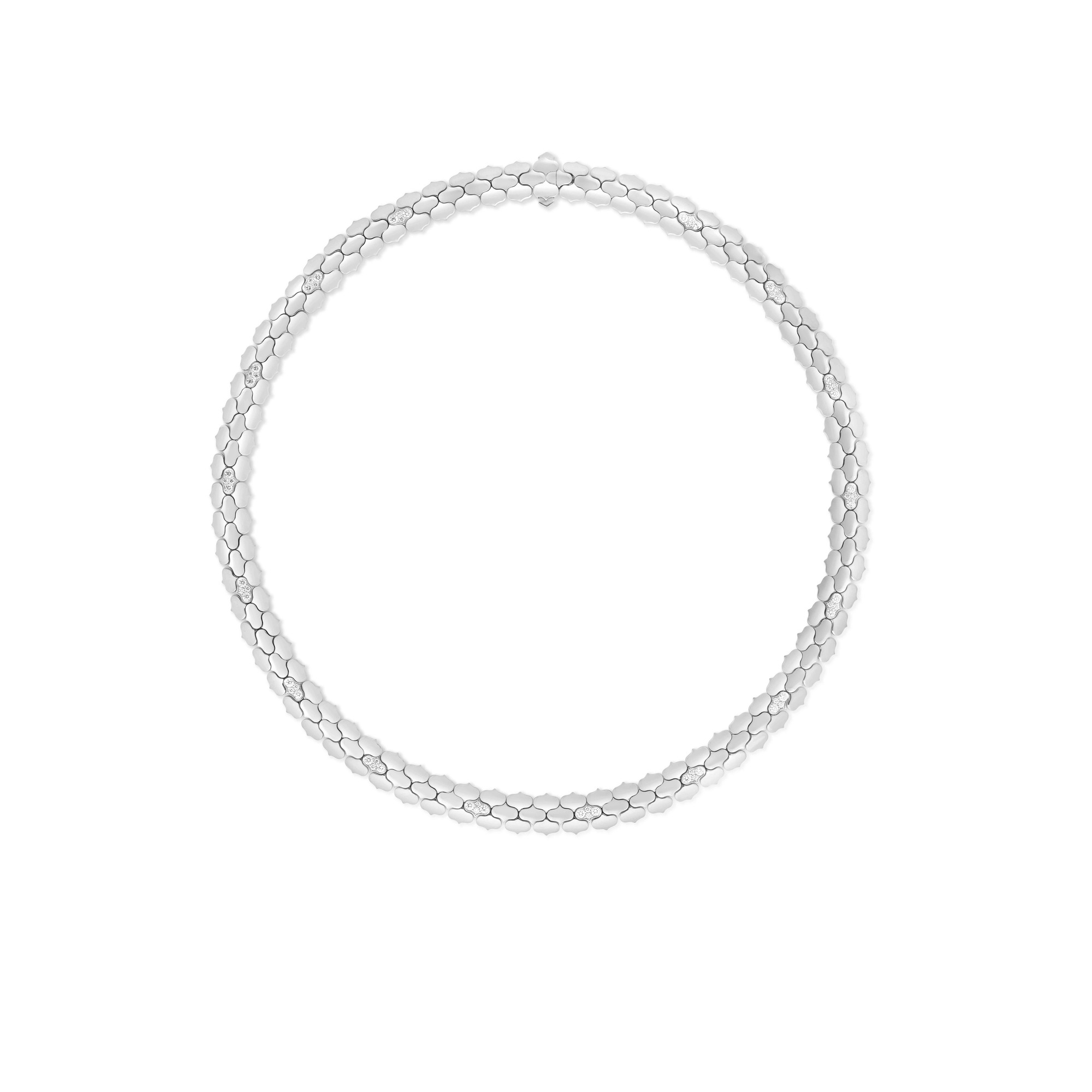 18k White Gold Cobra Diamond Collar Necklace