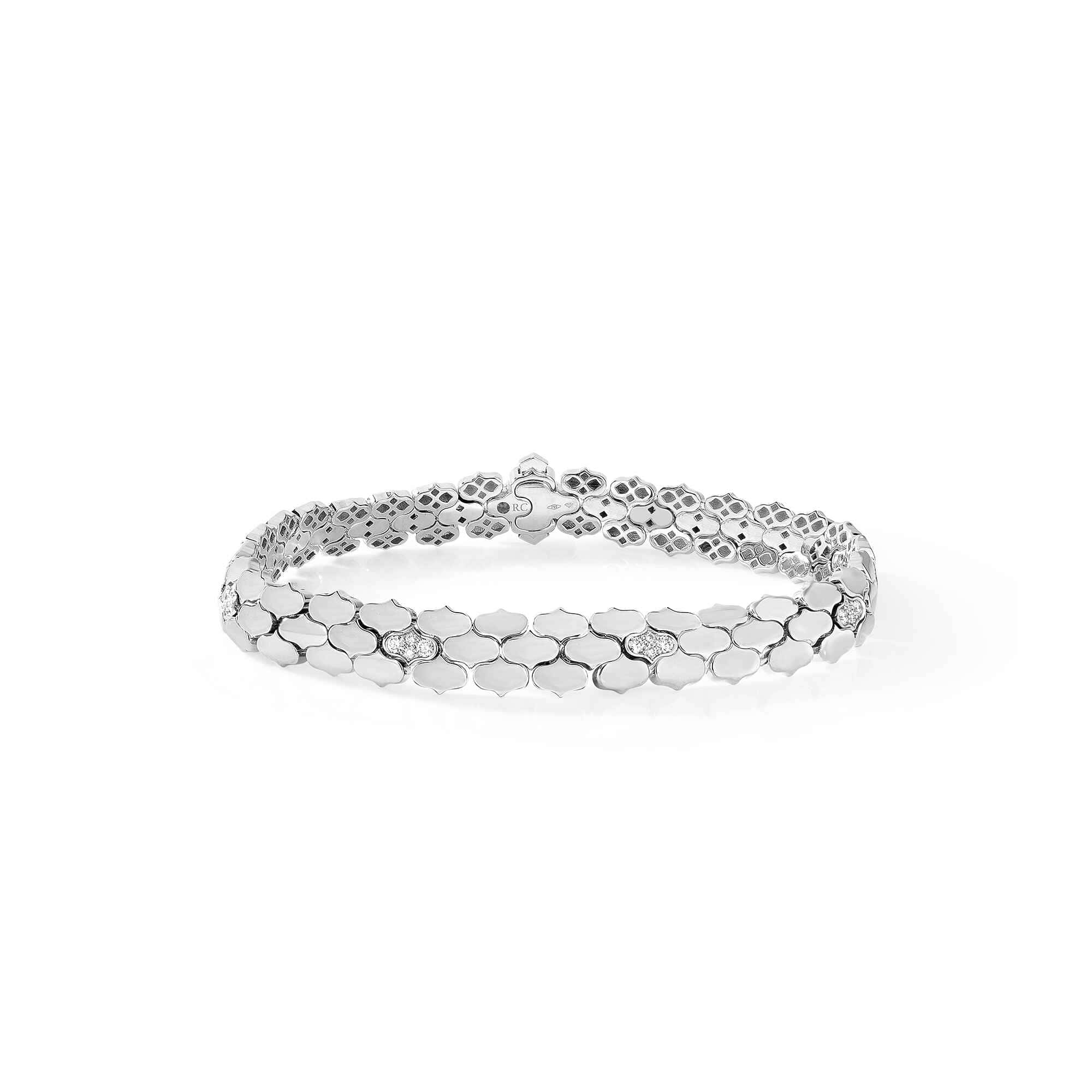 18k White Gold Cobra Diamond Bracelet
