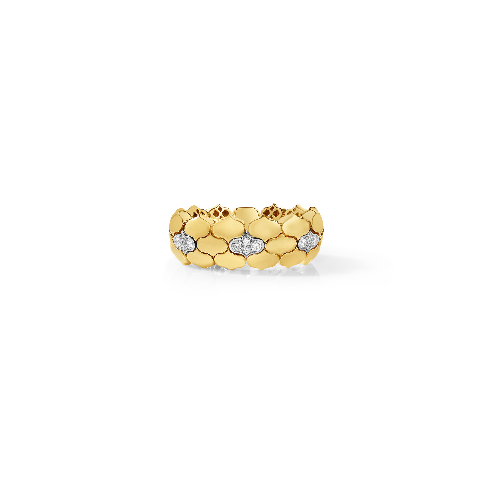 18k Yellow/white Gold Cobra Diamond Flexible Ring
