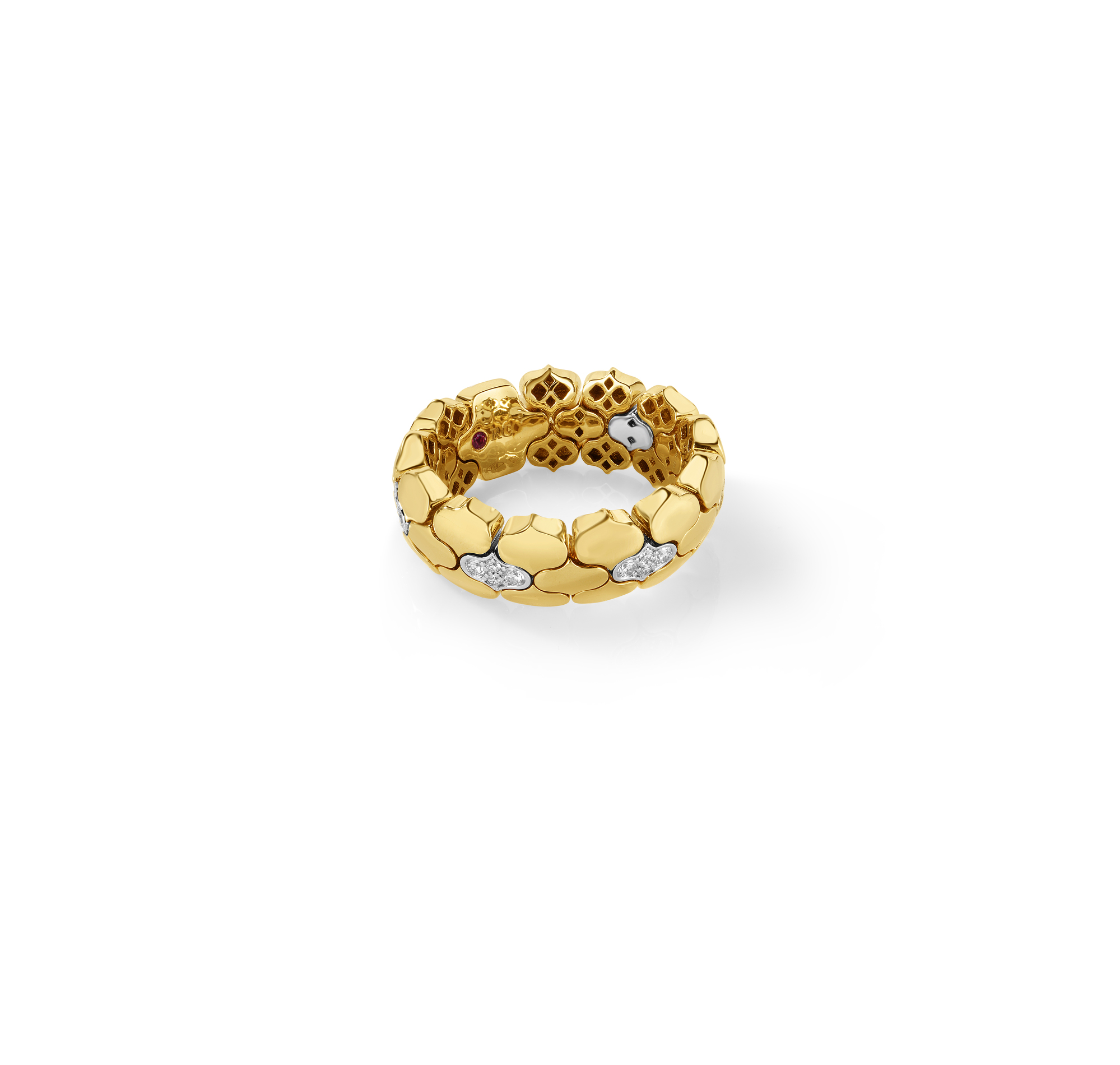 18k Yellow/white Gold Cobra Diamond Flexible Ring