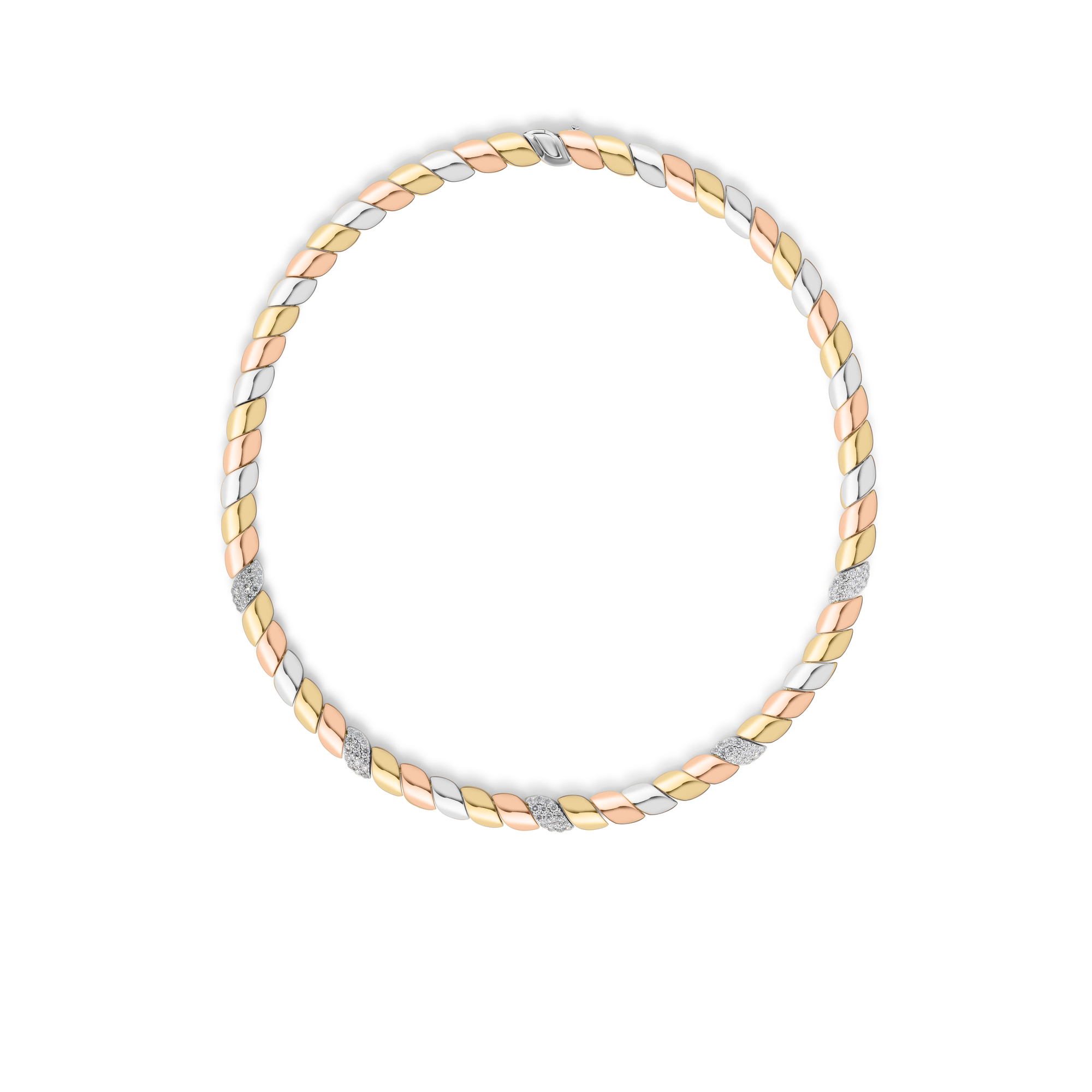 18k Yellow/white/rose Gold San Marco 5 Diamond Station Collar Necklace