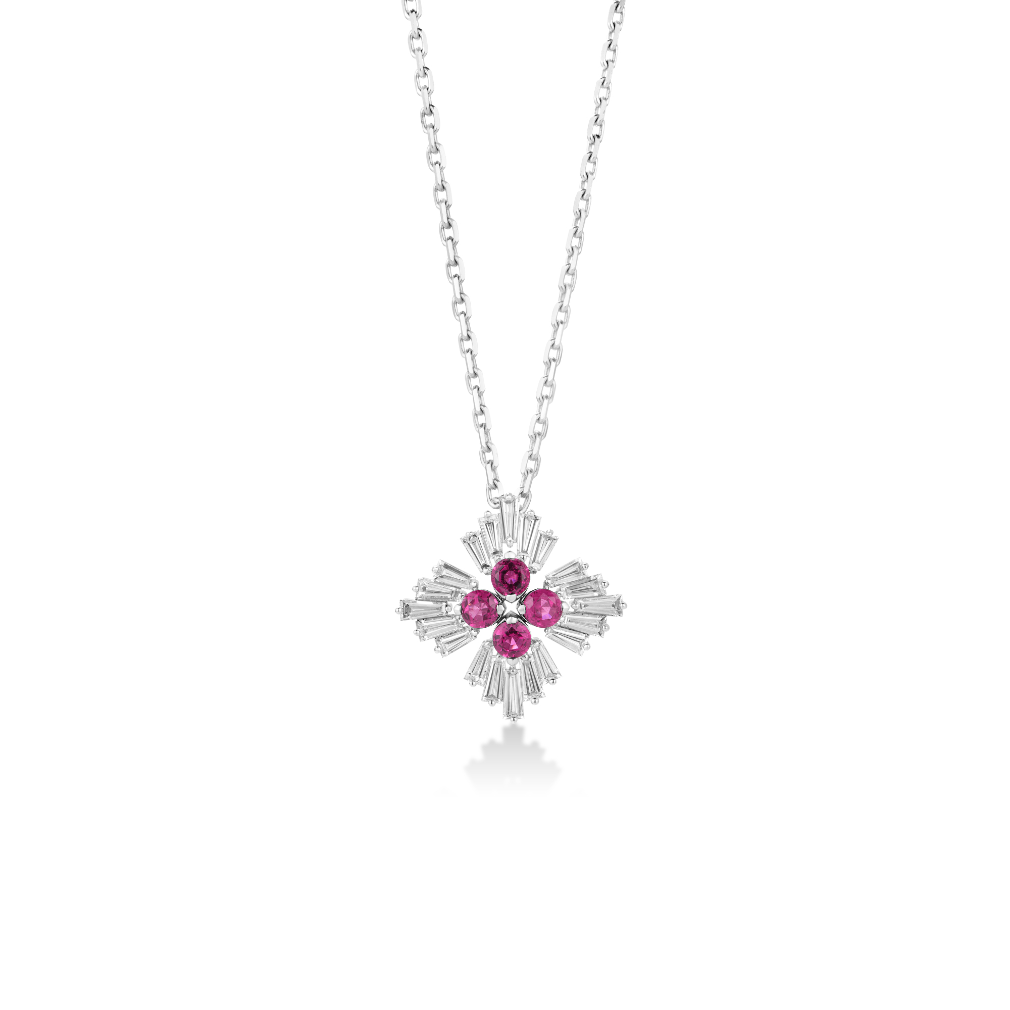 18k White Gold Diamond Princess Luce Rubellite Necklace