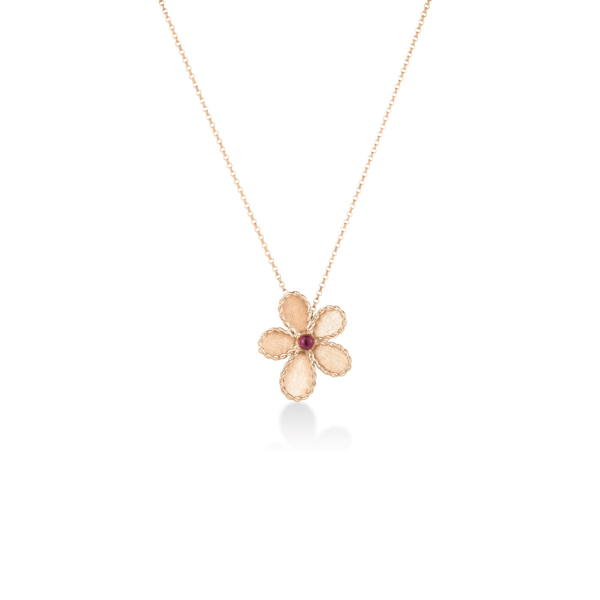 18k Rose Gold Jasmine Rubellite Flower Necklace