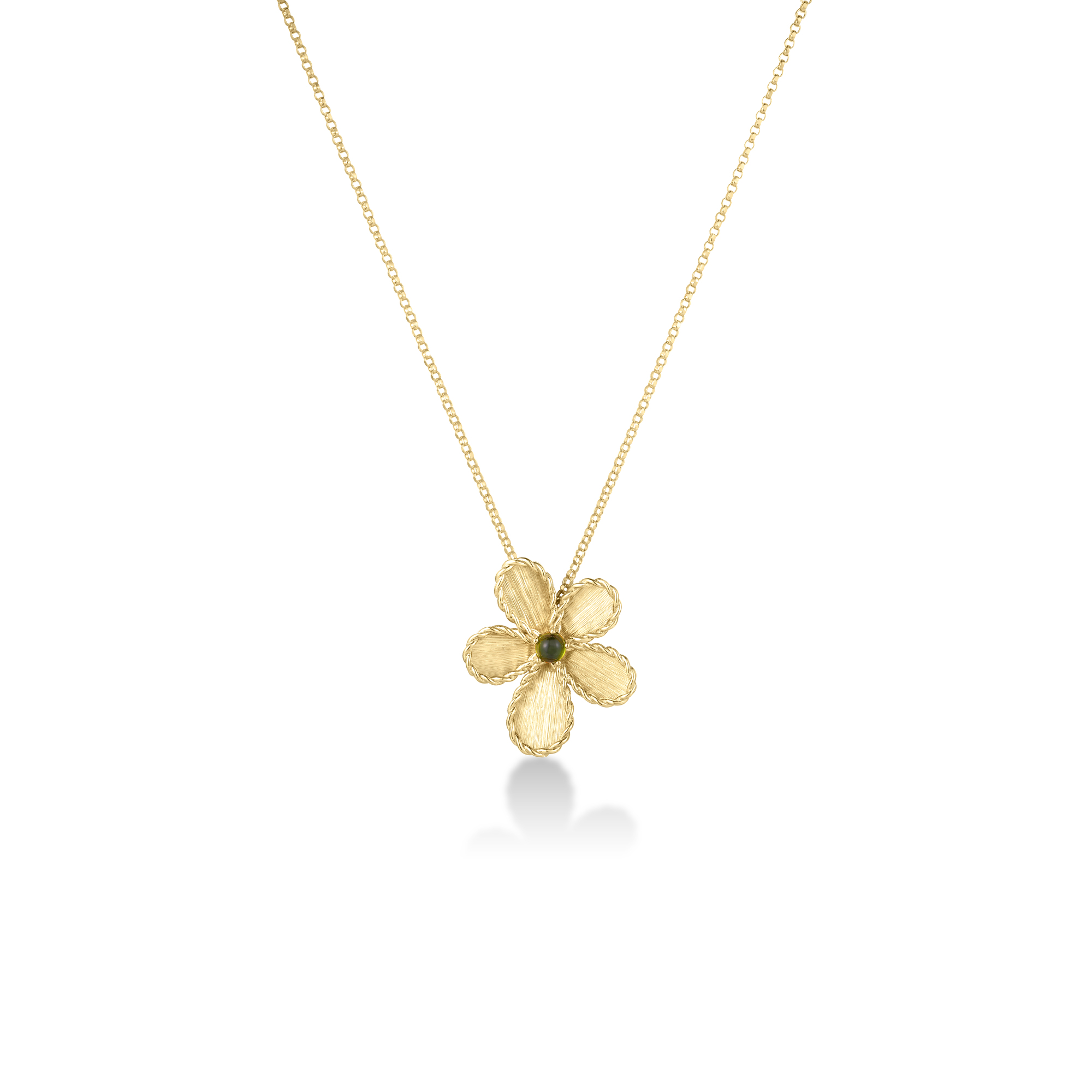 18k Yellow Gold Jasmine Green Tourmaline Flower Necklace
