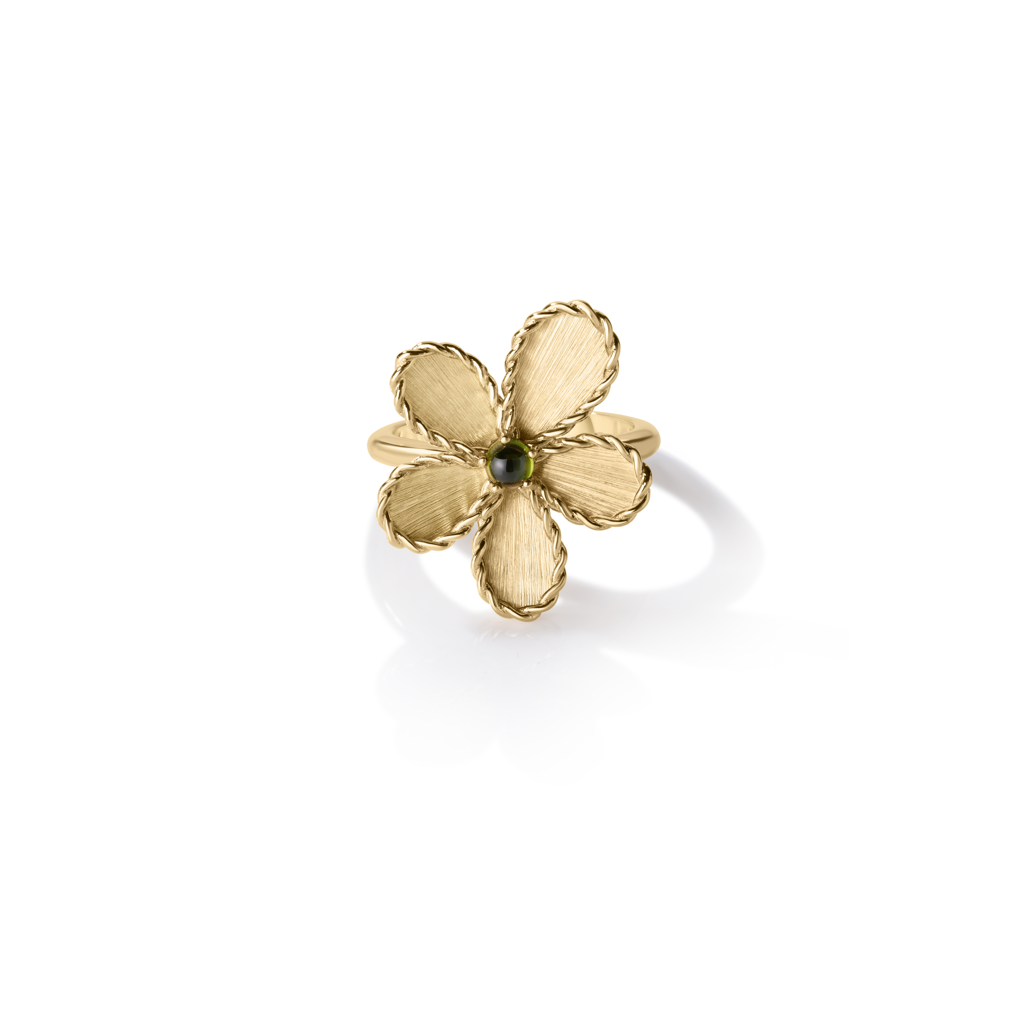 18k Yellow Gold Jasmine Green Tourmaline Flower Ring