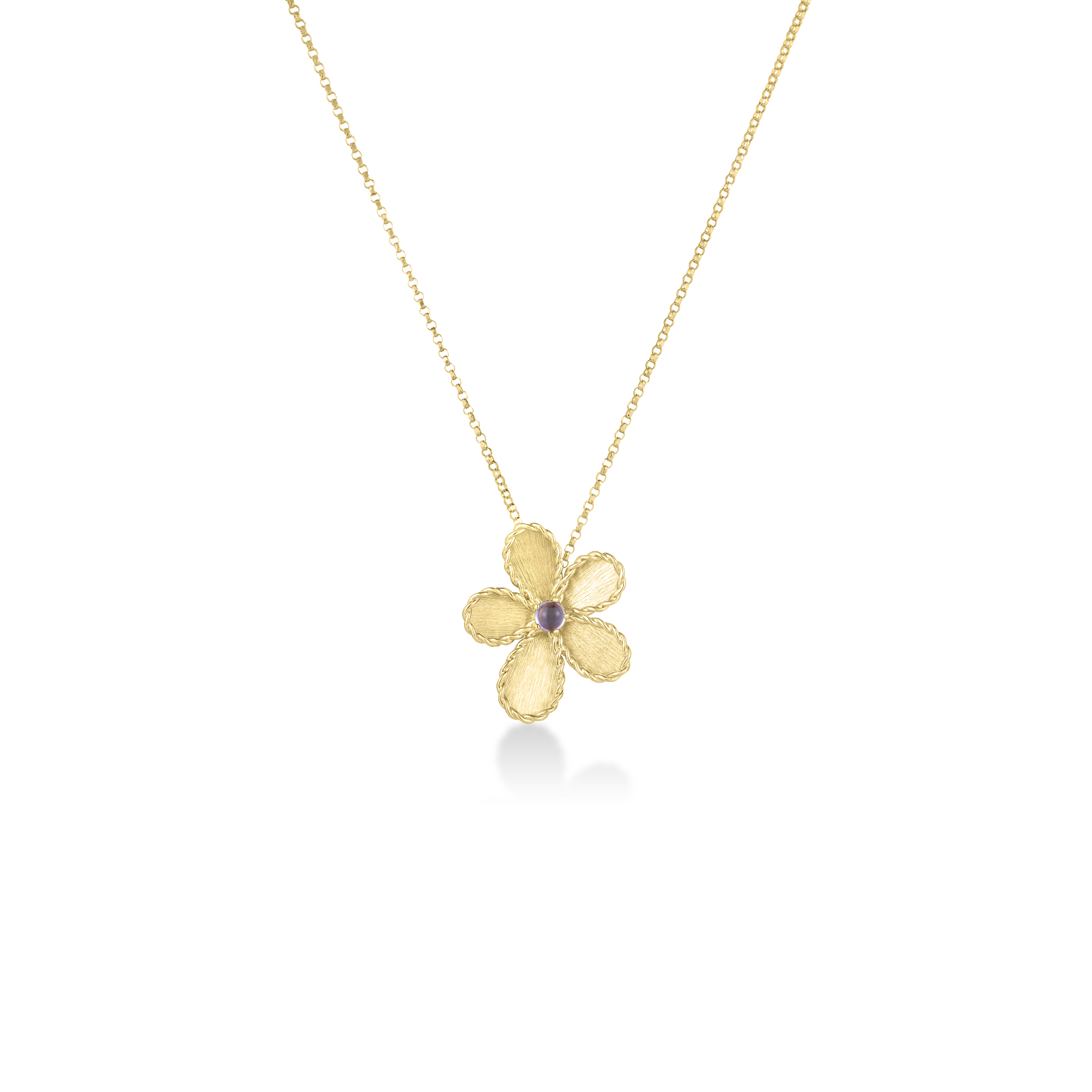 18k Yellow Gold Jasmine Tanzanite Flower Necklace