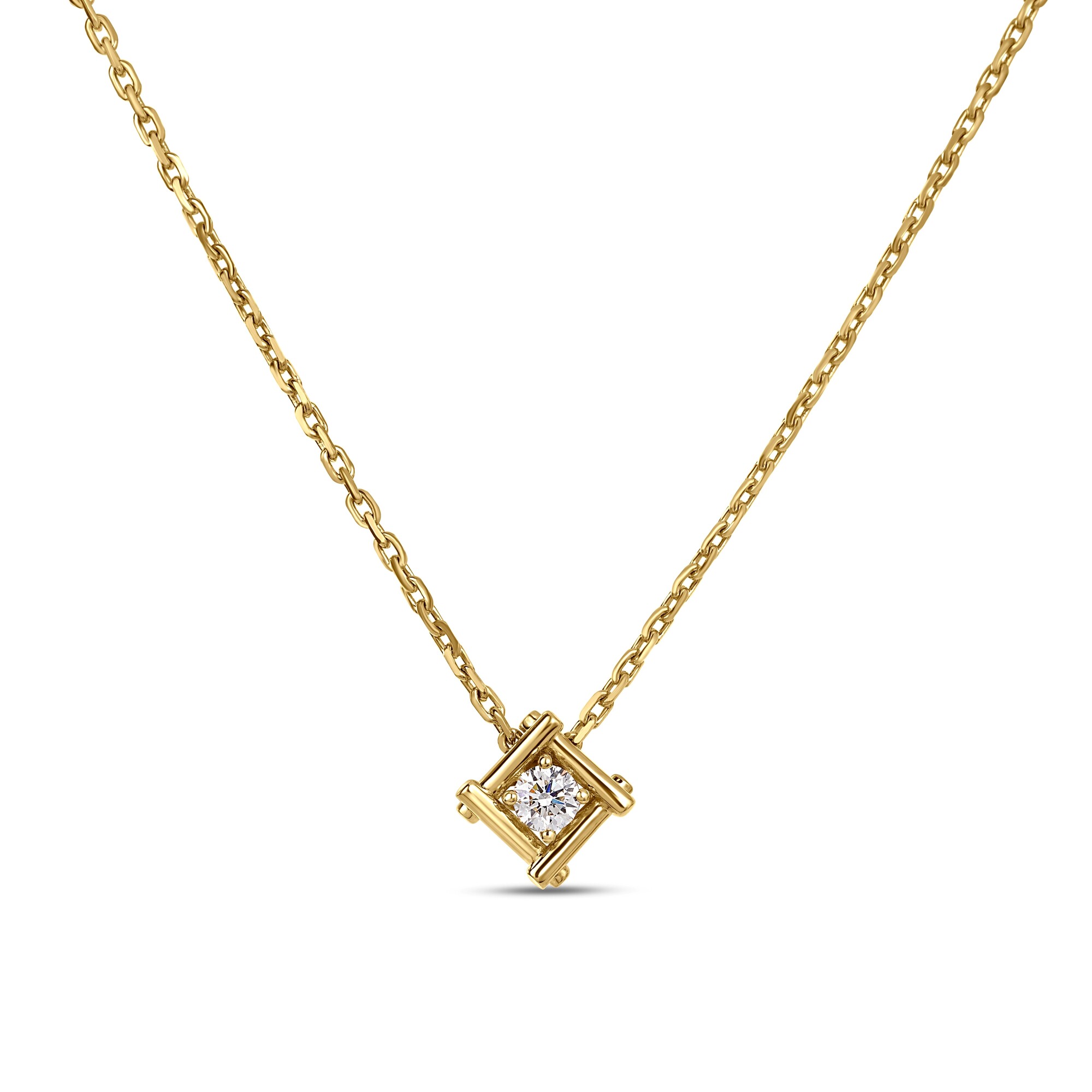 18k Yellow Gold Domino Bezel Diamond Necklace