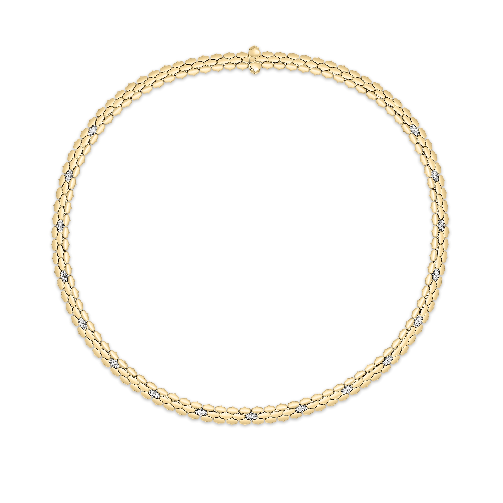 18k Yellow/white Gold Cobra Diamond Narrow Collar Necklace