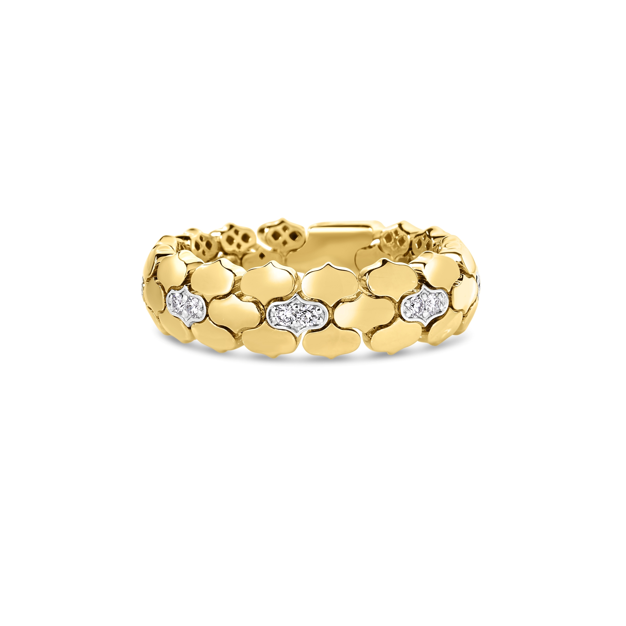 18k Yellow/white Gold Cobra Diamond Narrow Ring