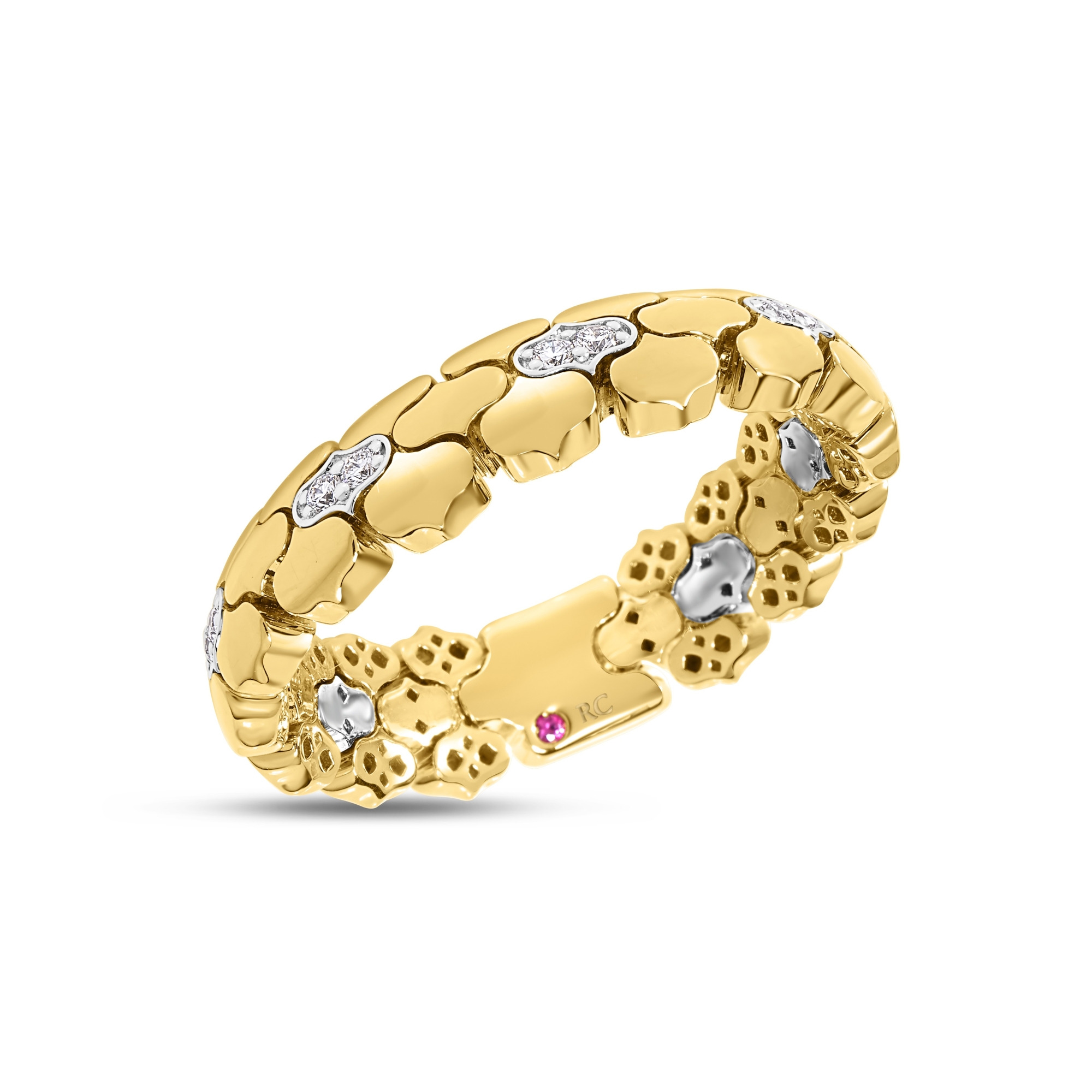 18k Yellow/white Gold Cobra Diamond Narrow Ring