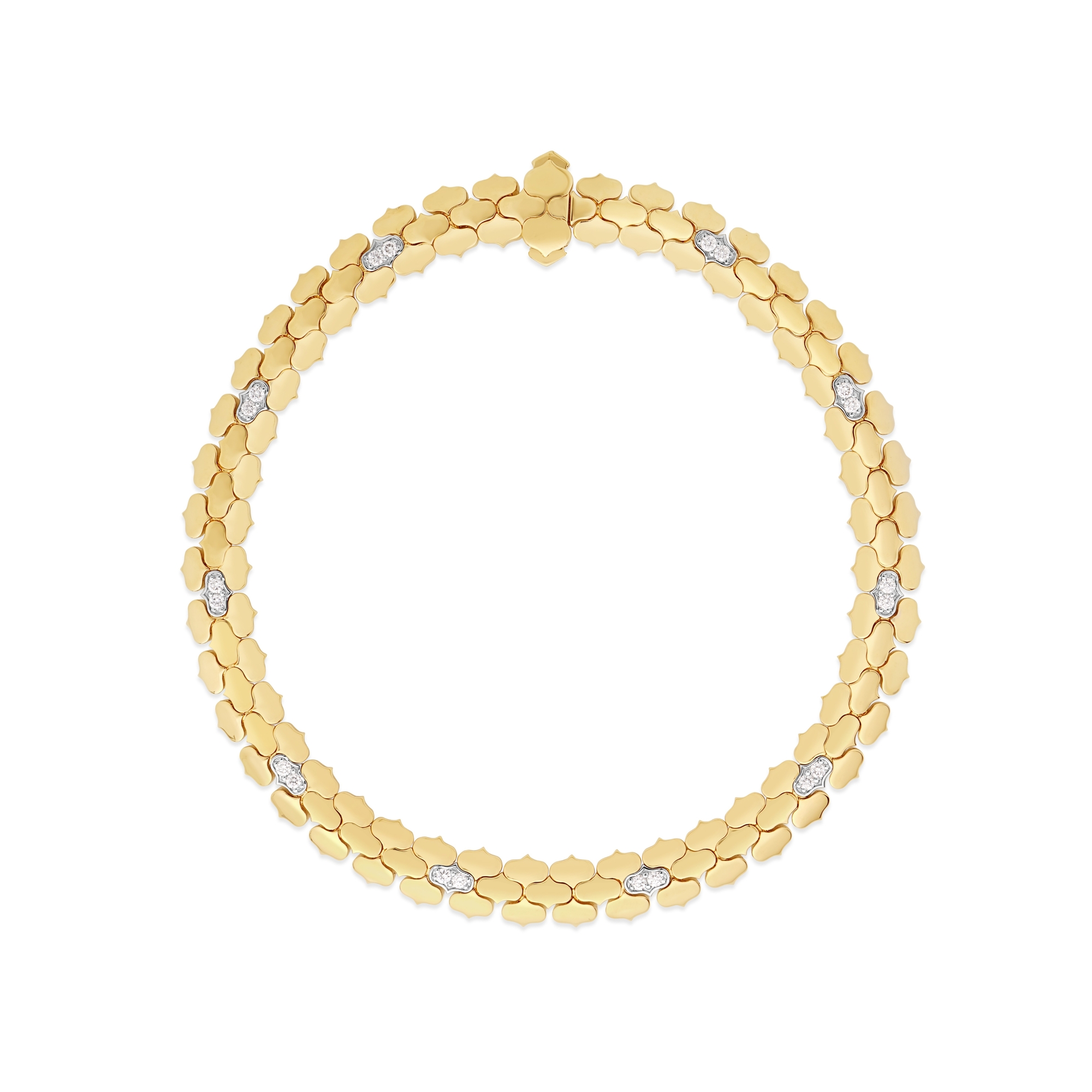18k Yellow/white Gold Cobra Diamond Narrow Bracelet