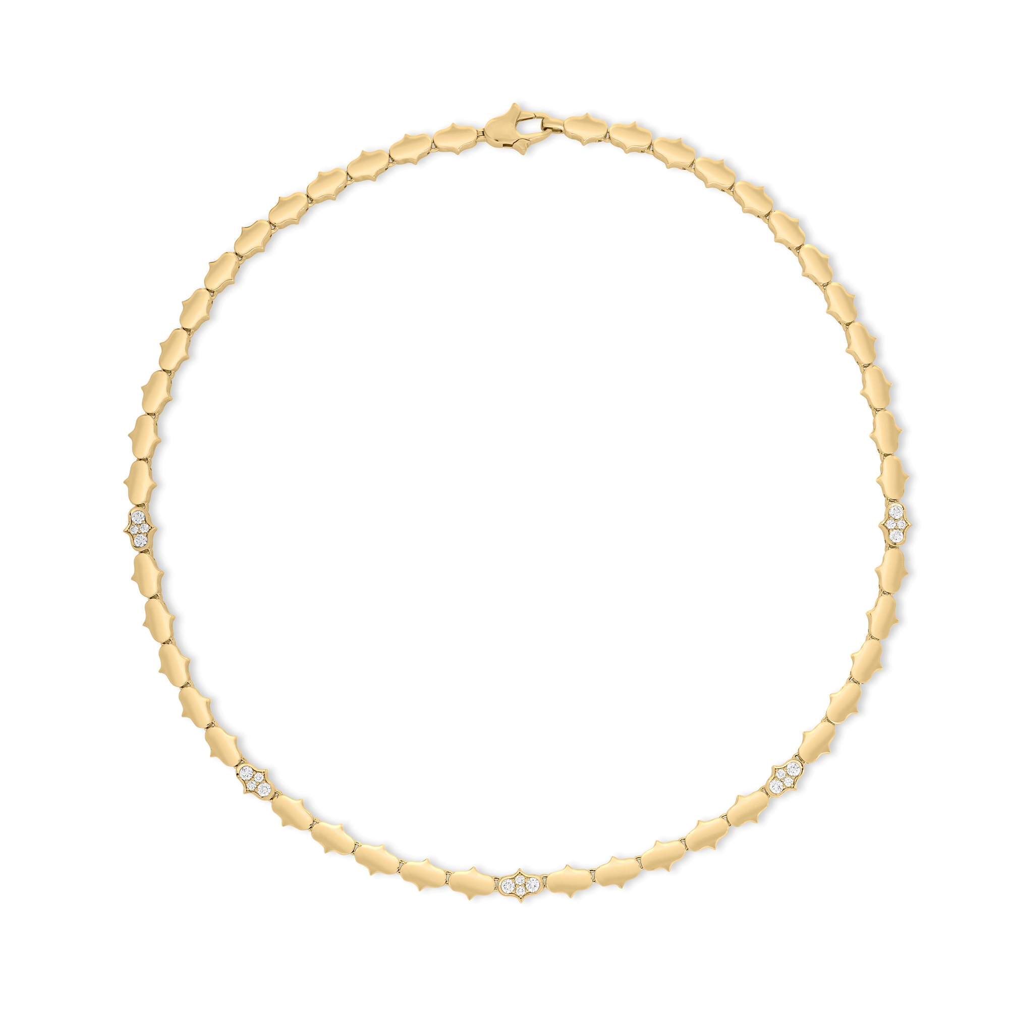 18k Yellow Gold Cobra Diamond Single Row Collar Necklace