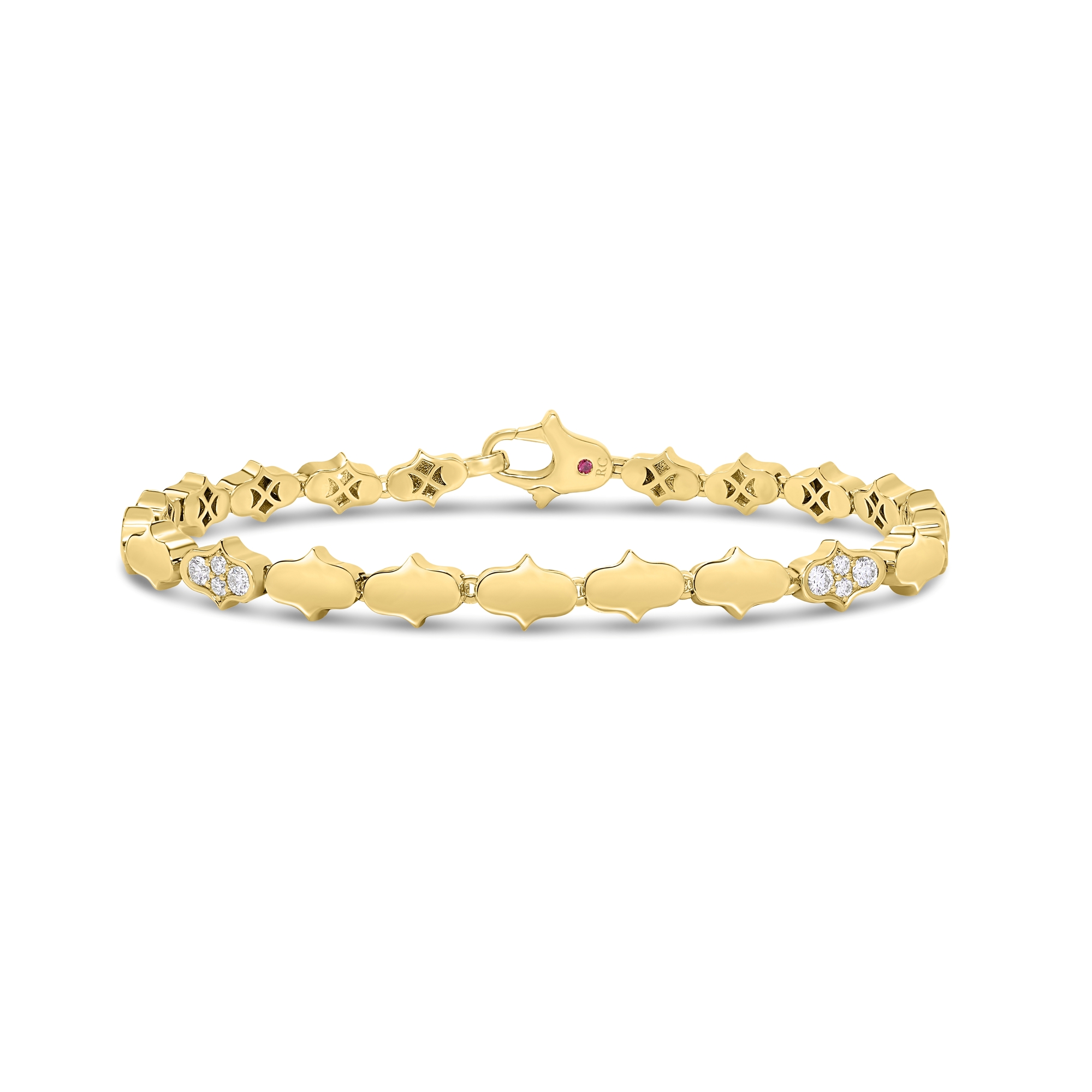 18k Yellow Gold Cobra Diamond Single Row Bracelet