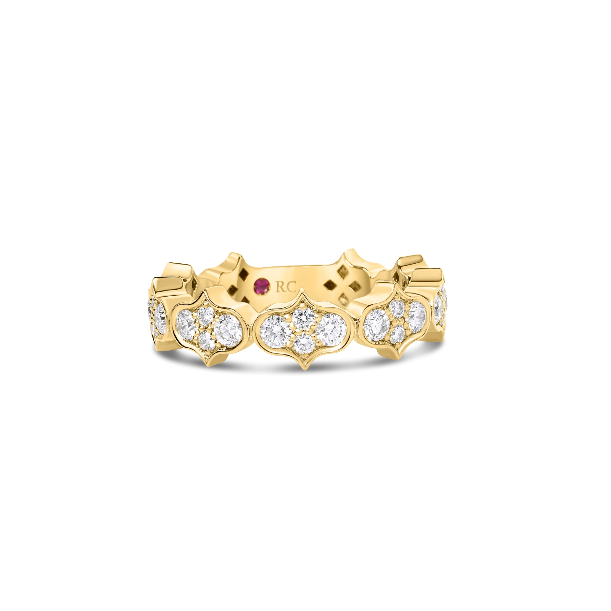 18k Yellow Gold Cobra Pave Diamond Single Row Ring