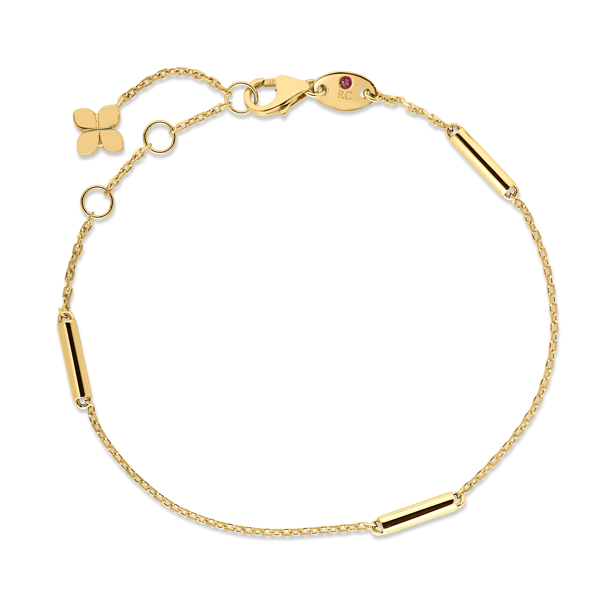 18k Yellow Designer Gold Bar Station Bracelet