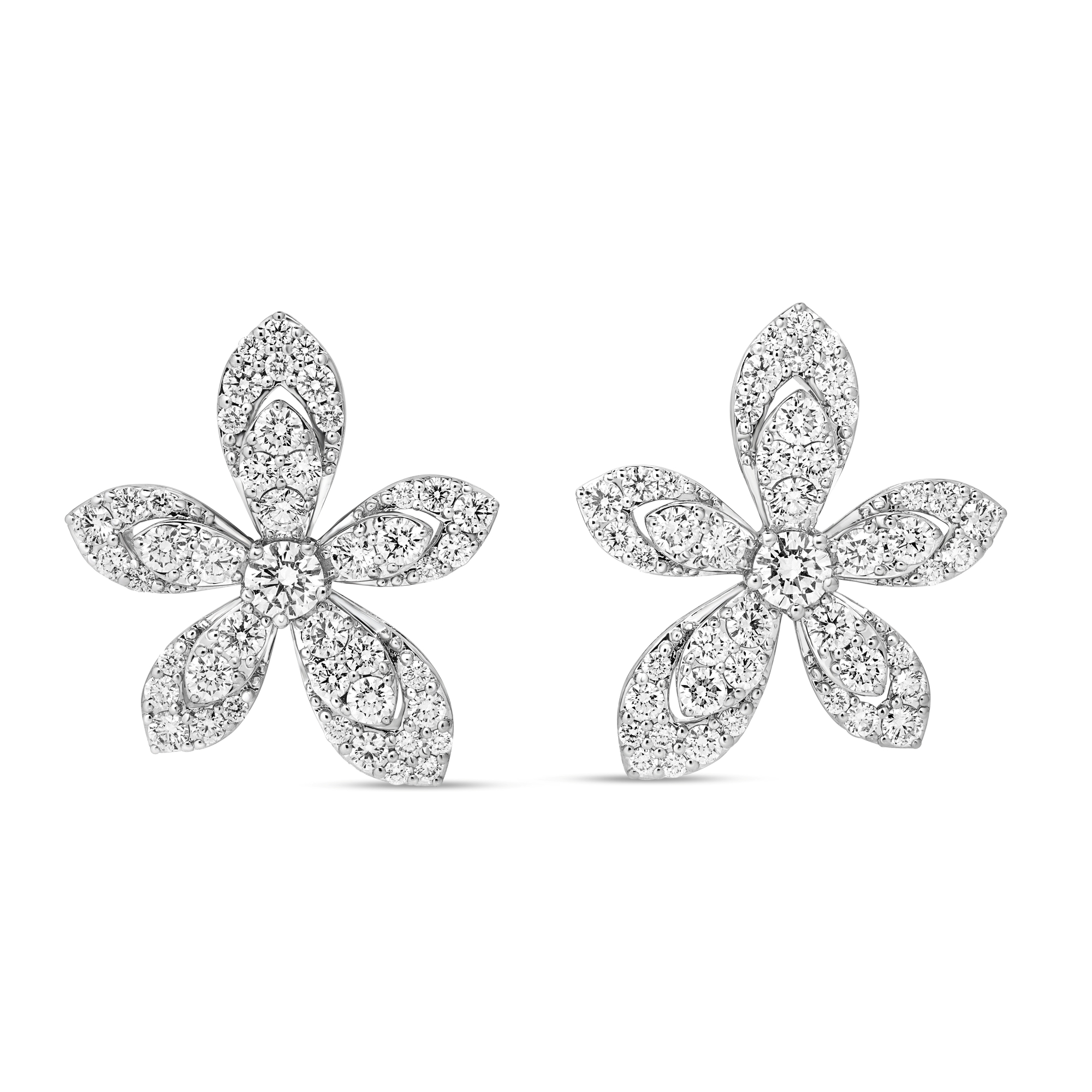 18k White Gold Tiare Pave Diamond Stud Earrings